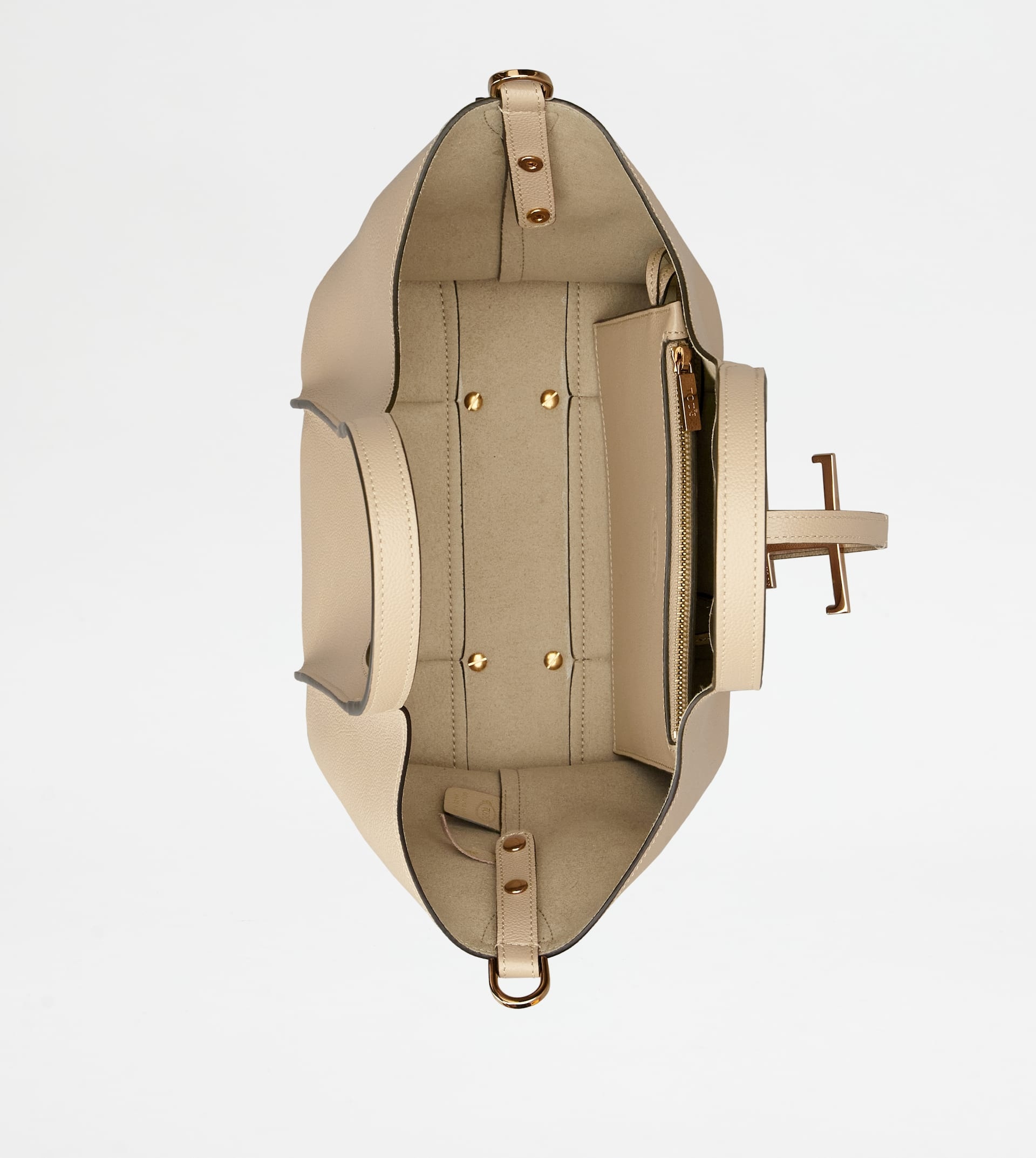 T TIMELESS SHOPPING BAG IN LEATHER MINI - BEIGE - 3