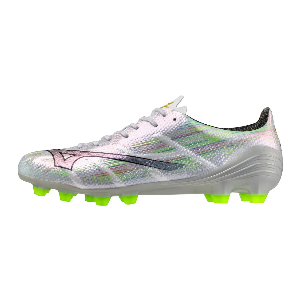 Mizuno Alpha II Pro FG Firm Ground Soccer Cleat, White/Neon Green - 1