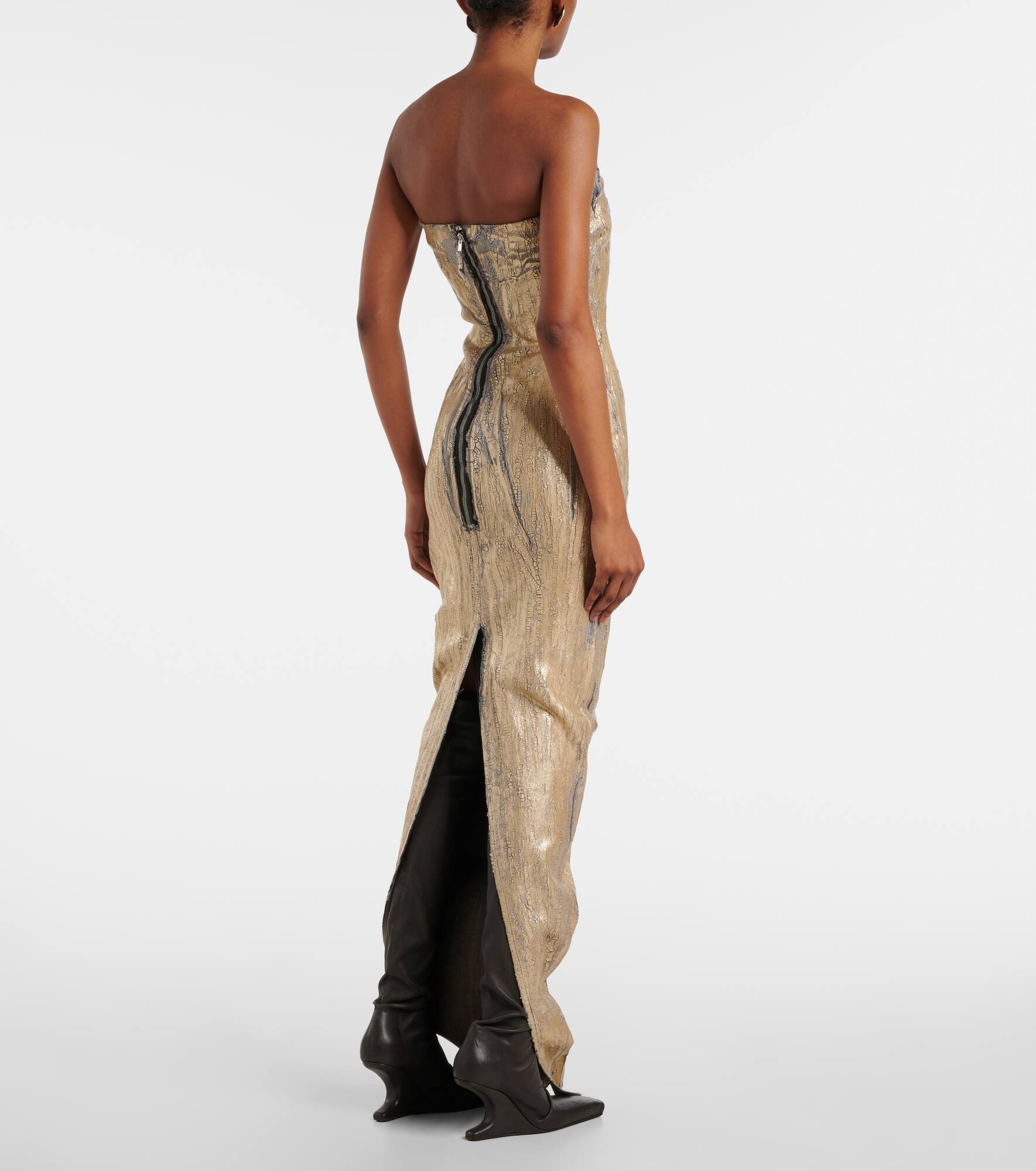 Coated denim bustier gown - 3