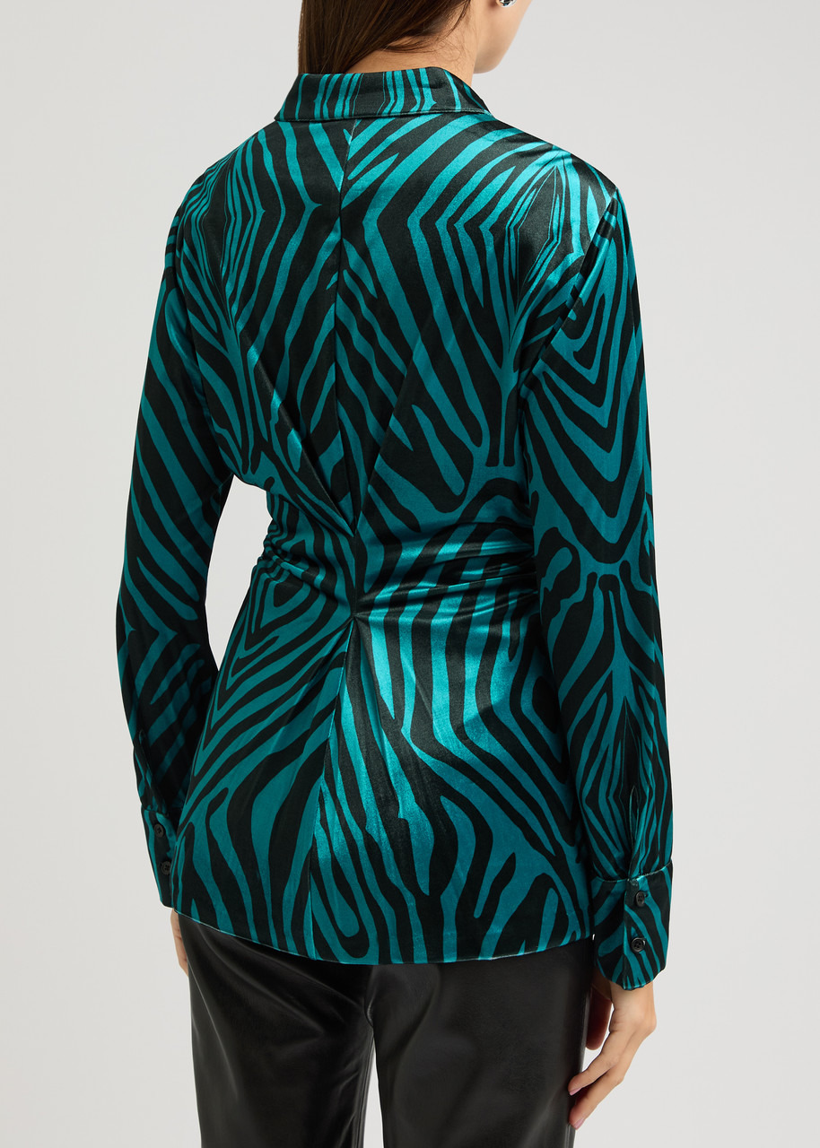 Diane Von Furstenberg Soluck Zebra-print Velvet Shirt - 3