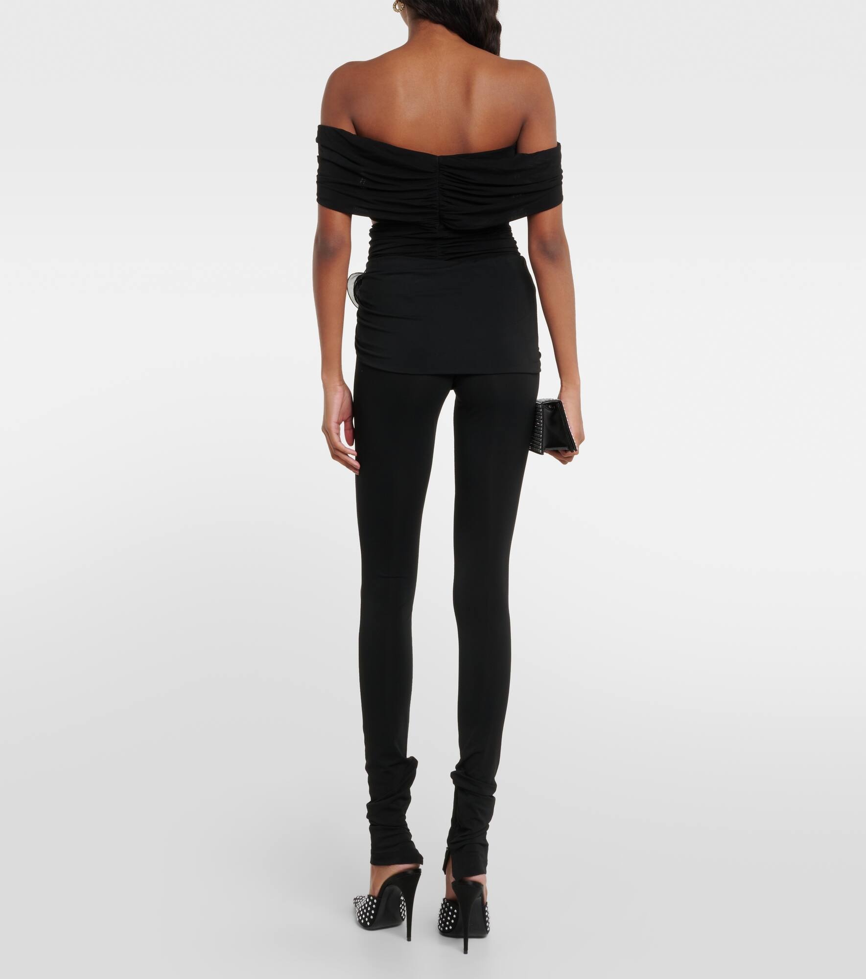 Floral-appliqué jersey leggings - 3