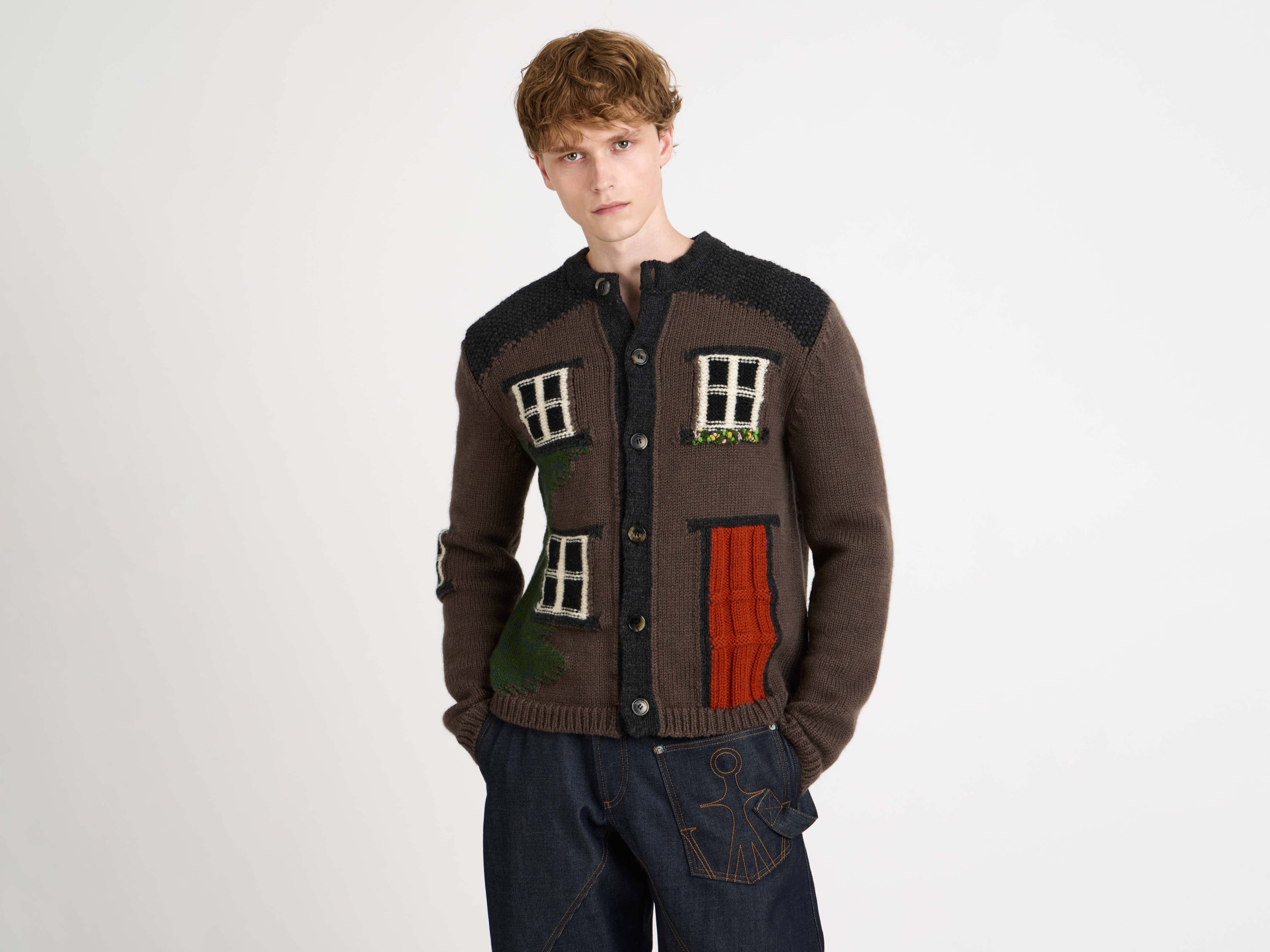 HOUSE POLO CARDIGAN IN CHESTNUT BROWN - 6