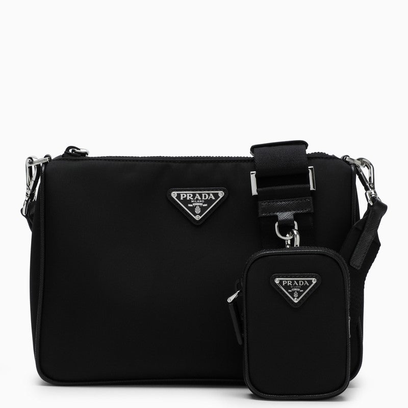 Prada Black Cross-Body Bag In Re-Nylon And Saffiano Leather Men - 1