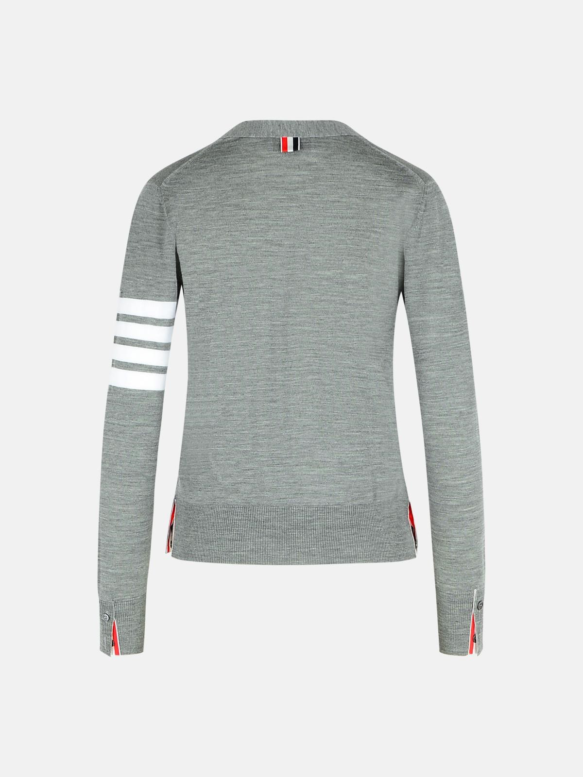 '4-BAR' GREY VIRGIN WOOL CARDIGAN - 3