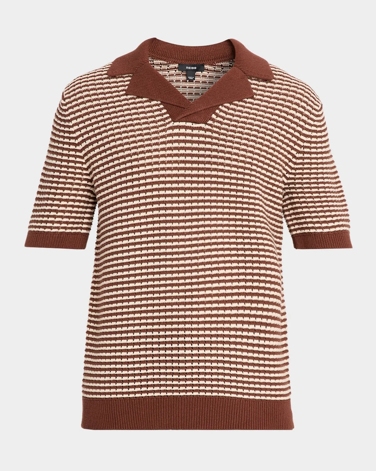 Men's Icarus Cotton Textured Knit Stripe Polo Shirt - 1