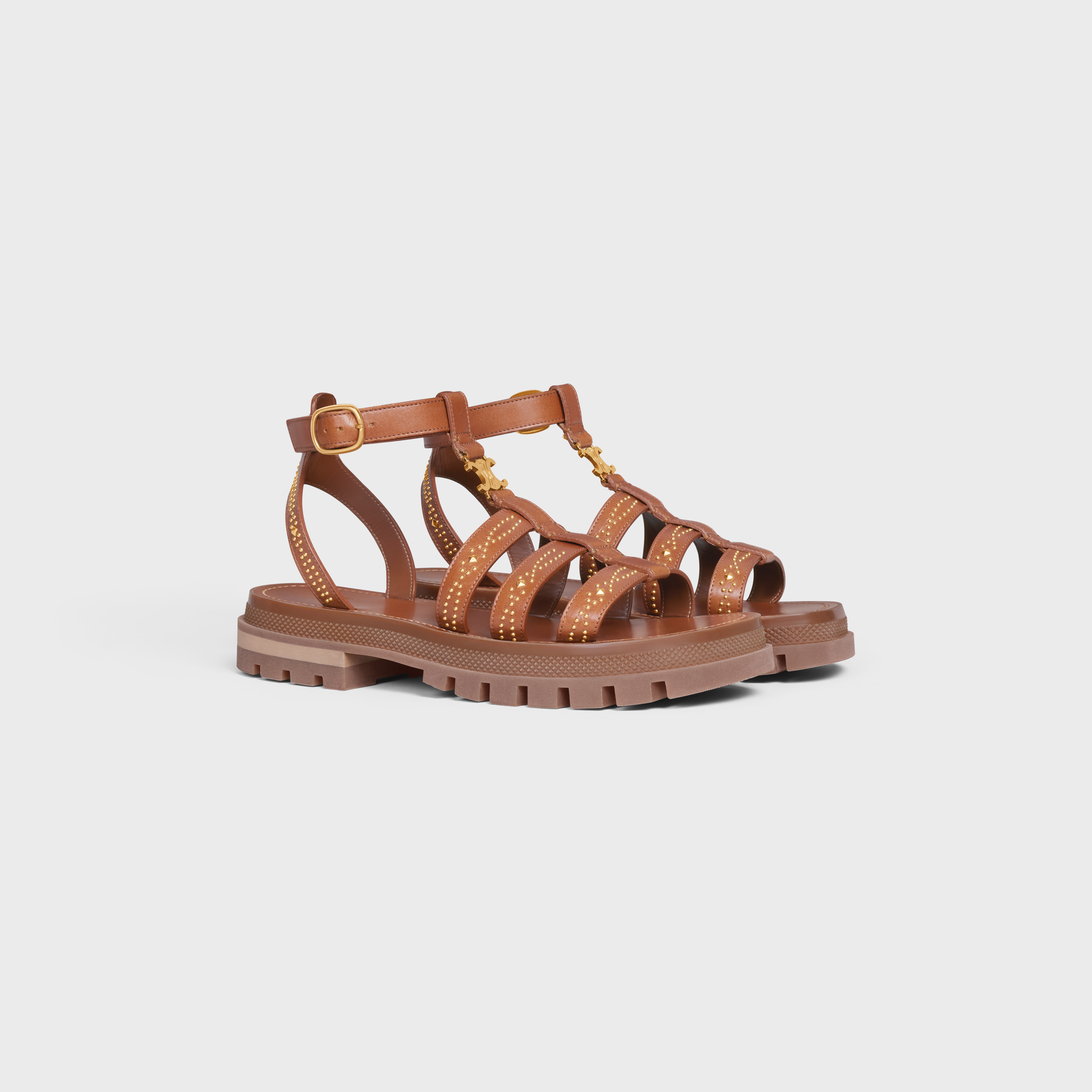 CLEA TRIOMPHE GLADIATOR CHUNKY SANDAL STUDDED in CALFSKIN - 2