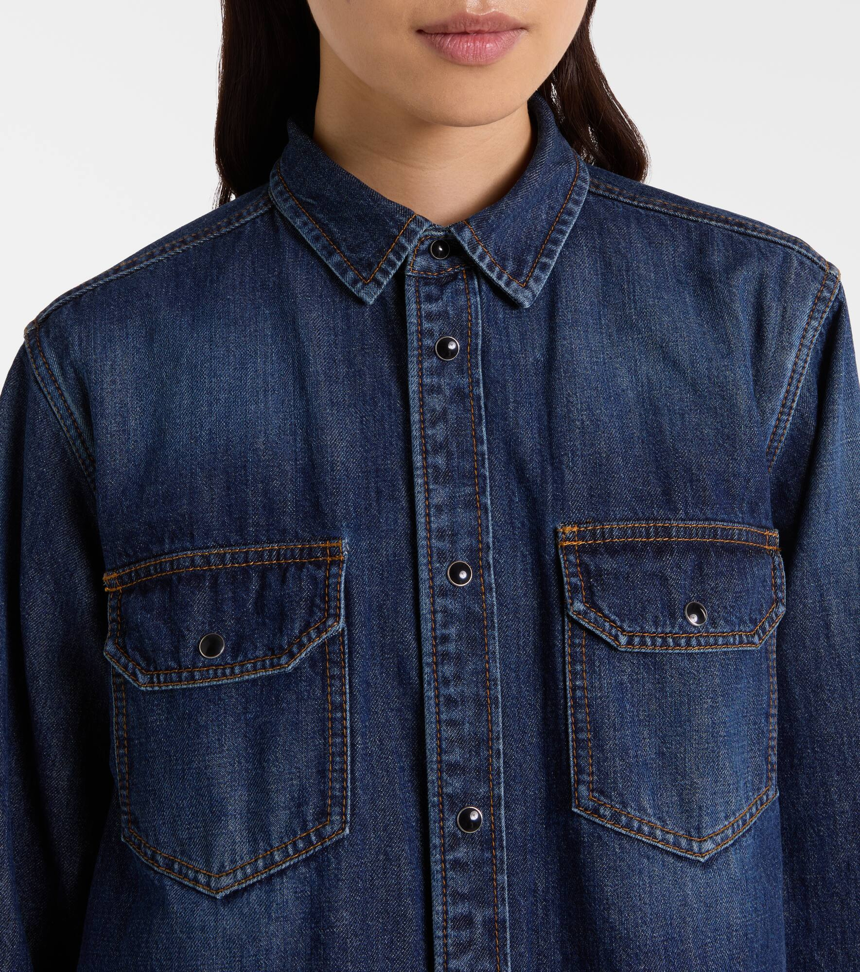Denim and satin shirt - 4