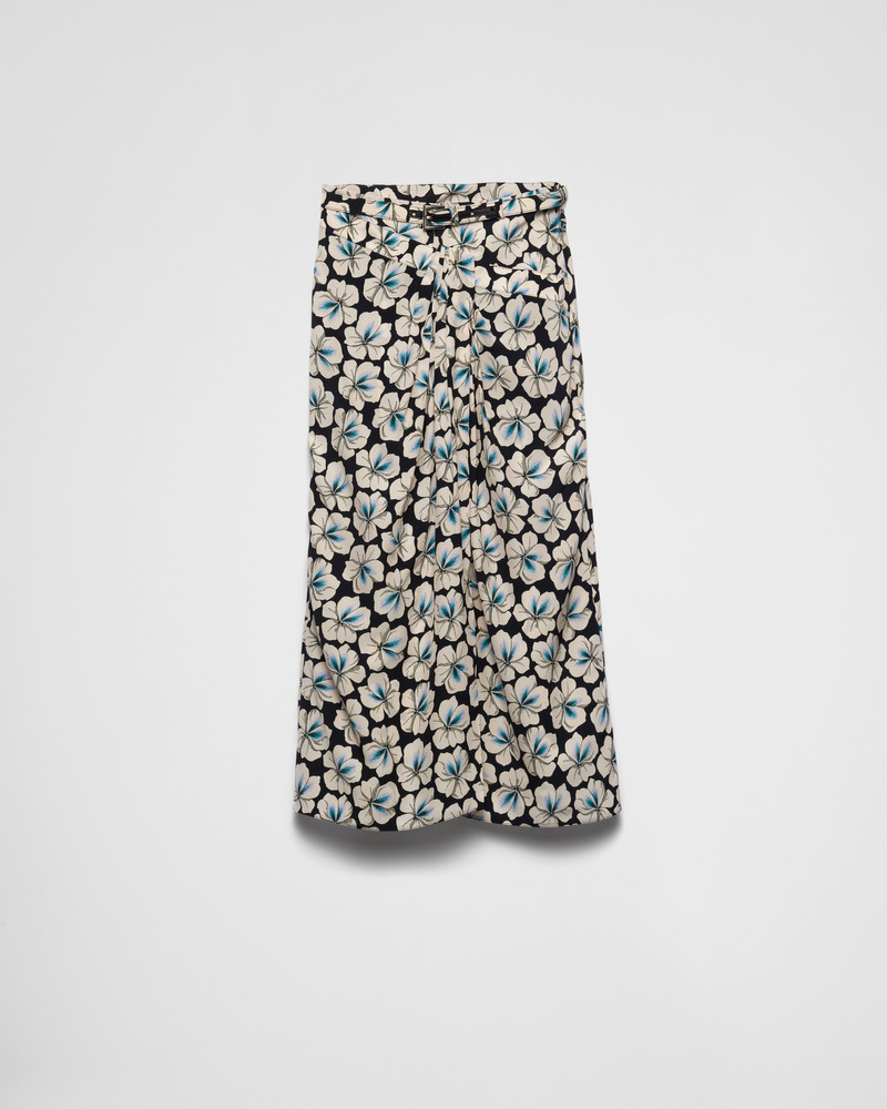 Printed pongee midi-skirt 1