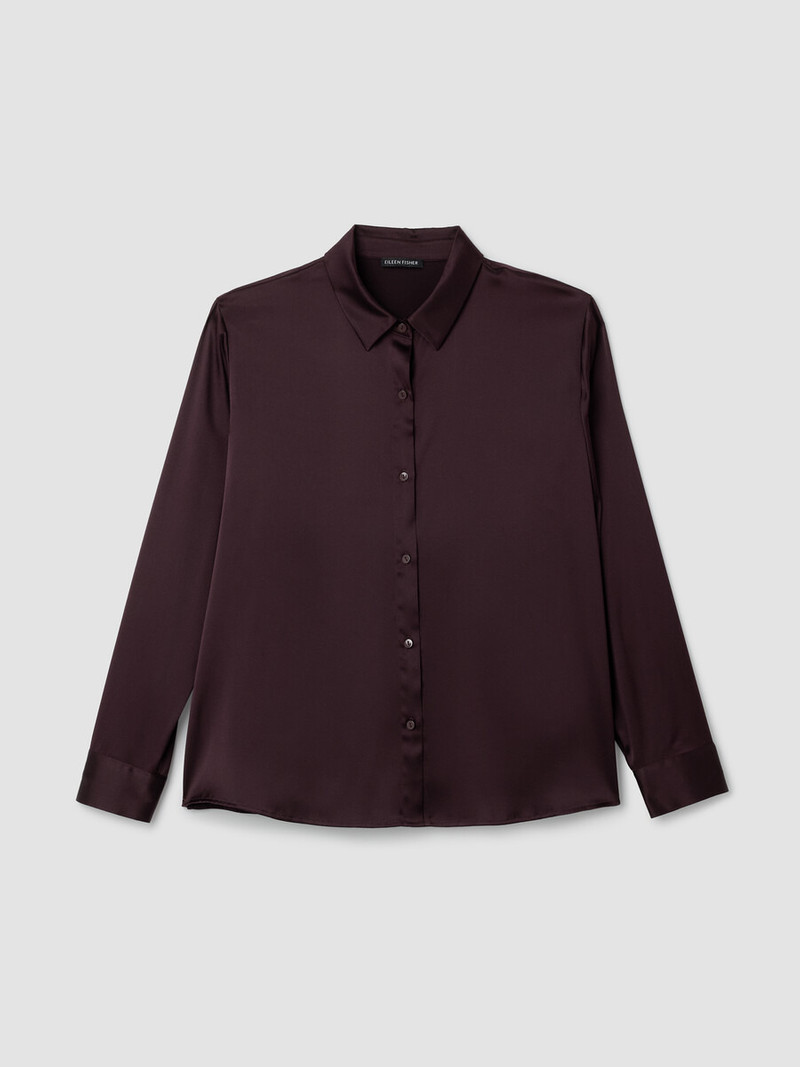 Stretch Silk Charmeuse Classic Collar Shirt 1