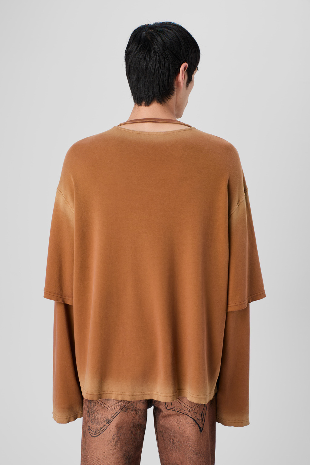 Faded terracotta organic cotton long sleeve T-Shirt - 3