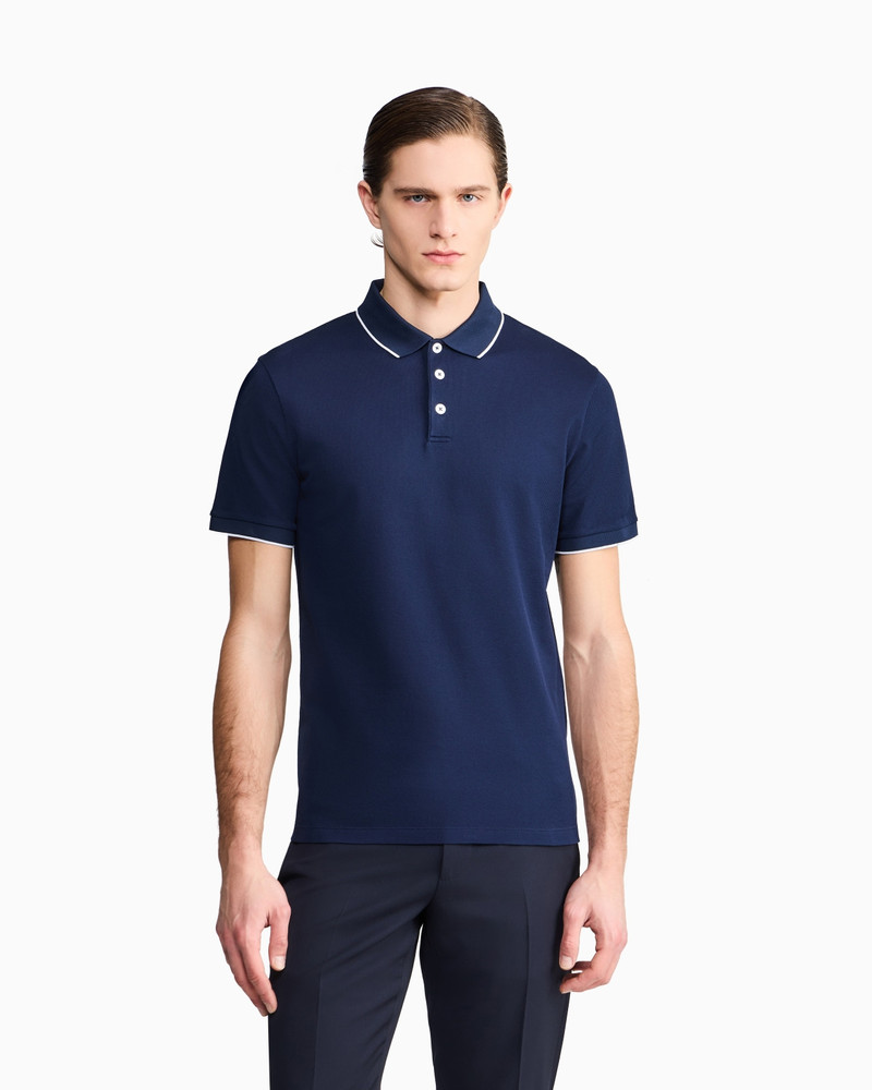GIORGIO ARMANI Piqué polo shirt in lisle cotton yarn outlook