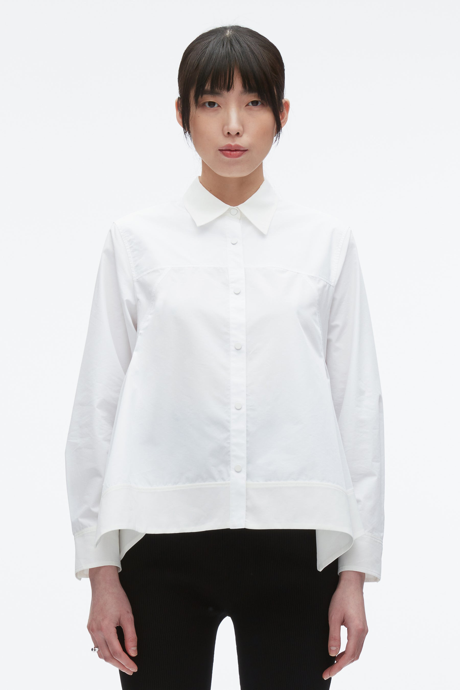 Flounce Hem Poplin Shirt - 3