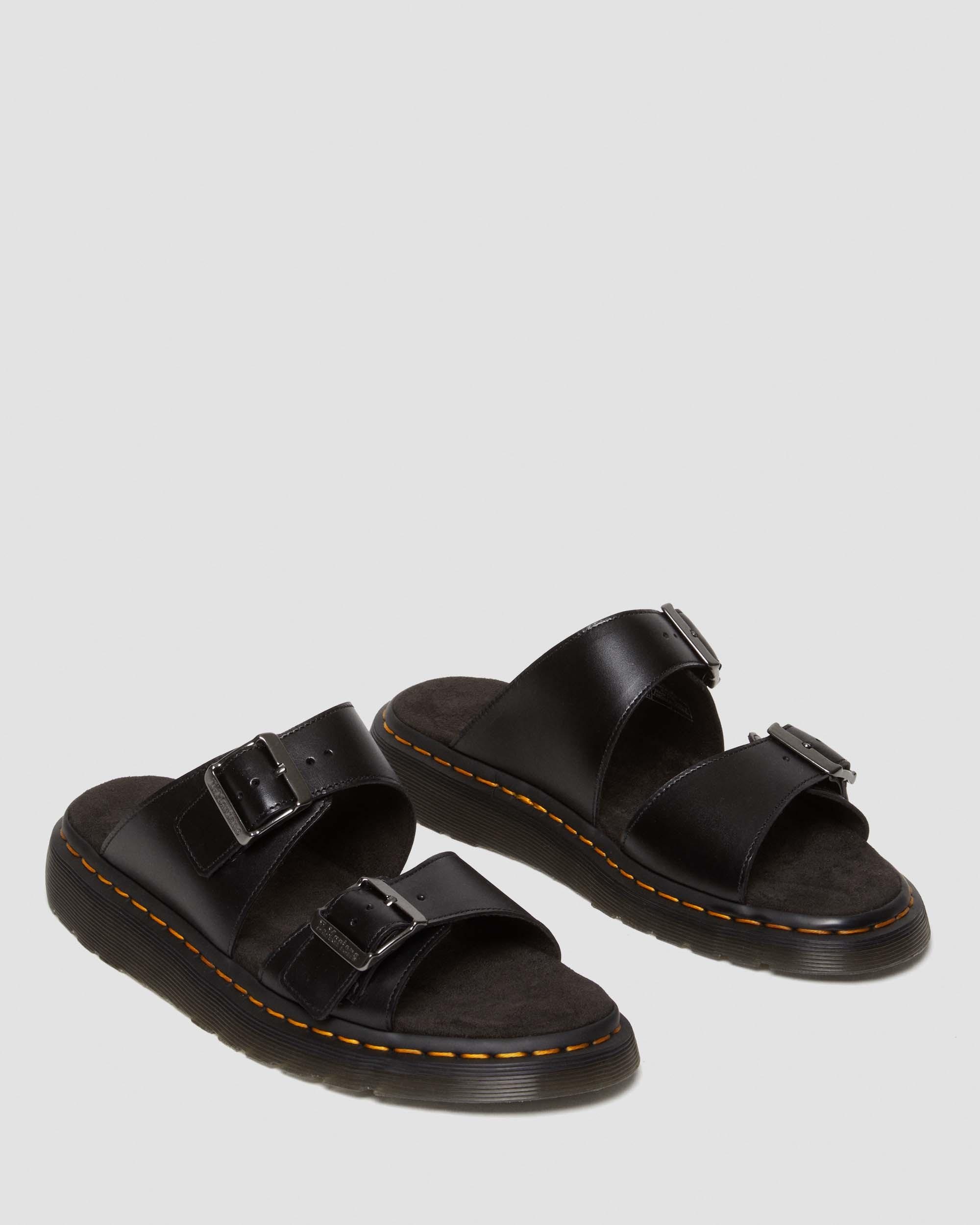 Josef Analine Leather Buckle Slide Sandals - 9