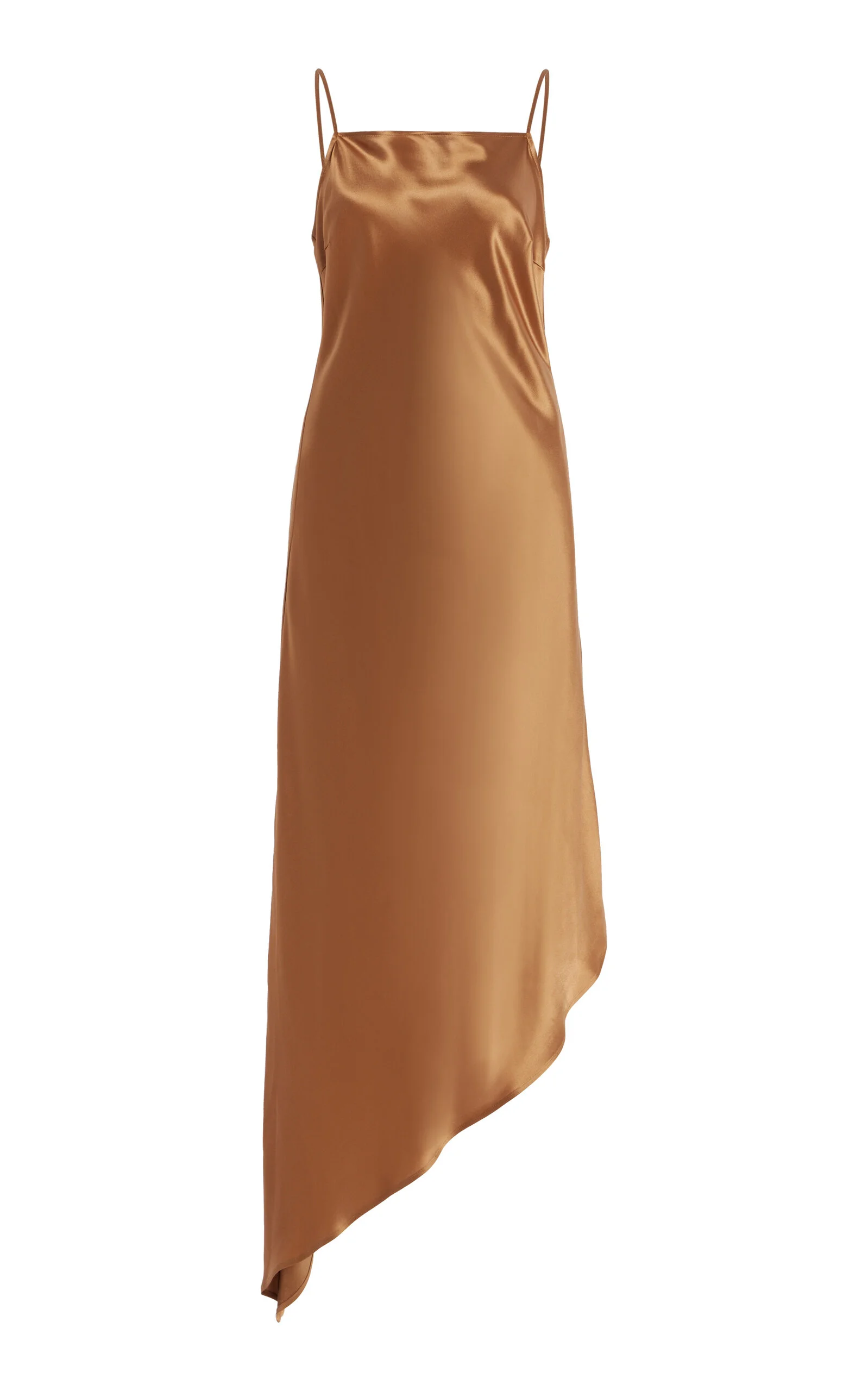 Leviana Asymmetric Satin Midi Slip Dress bronze - 1