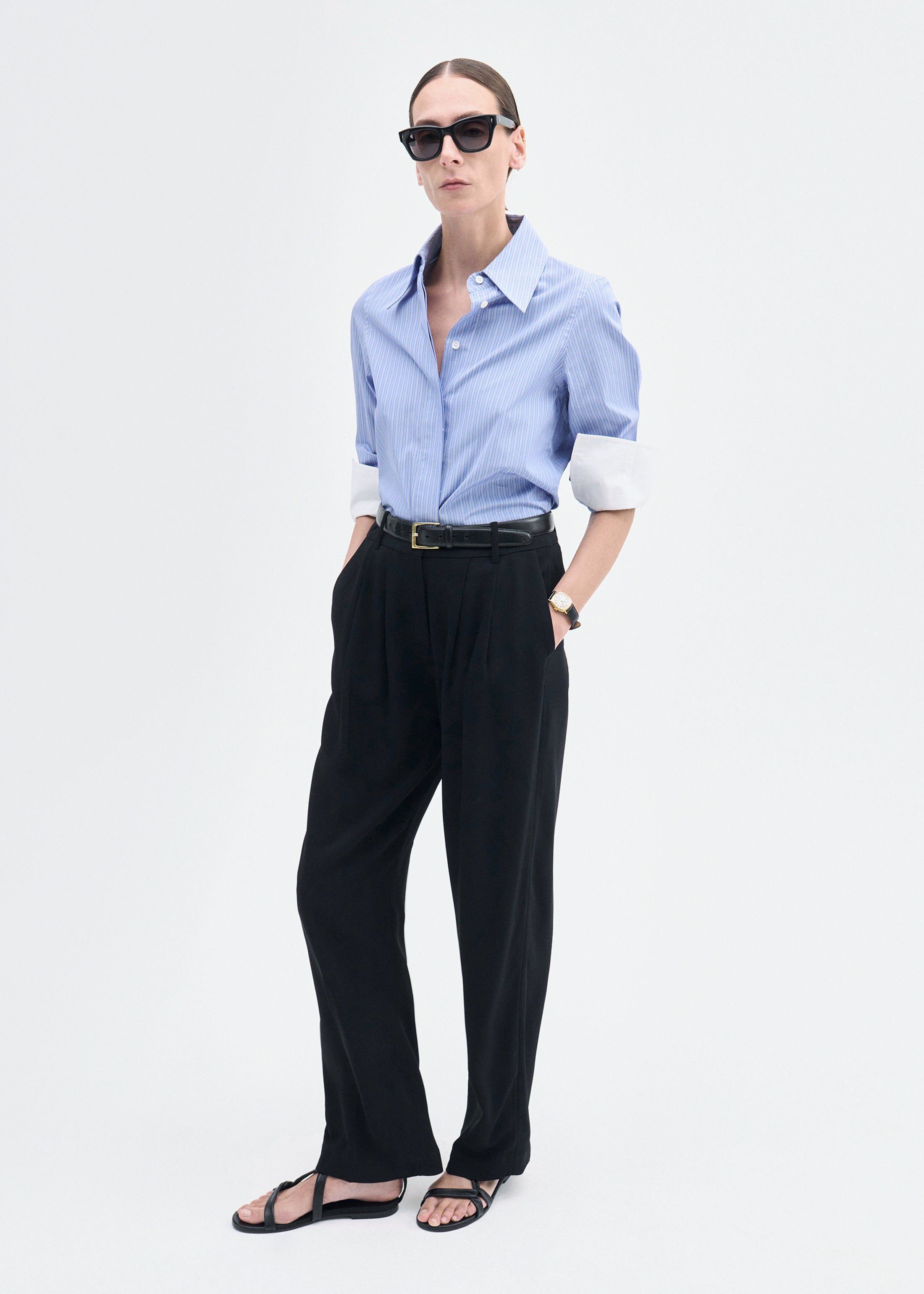 Fitted Shirt in Striped Poplin - 2