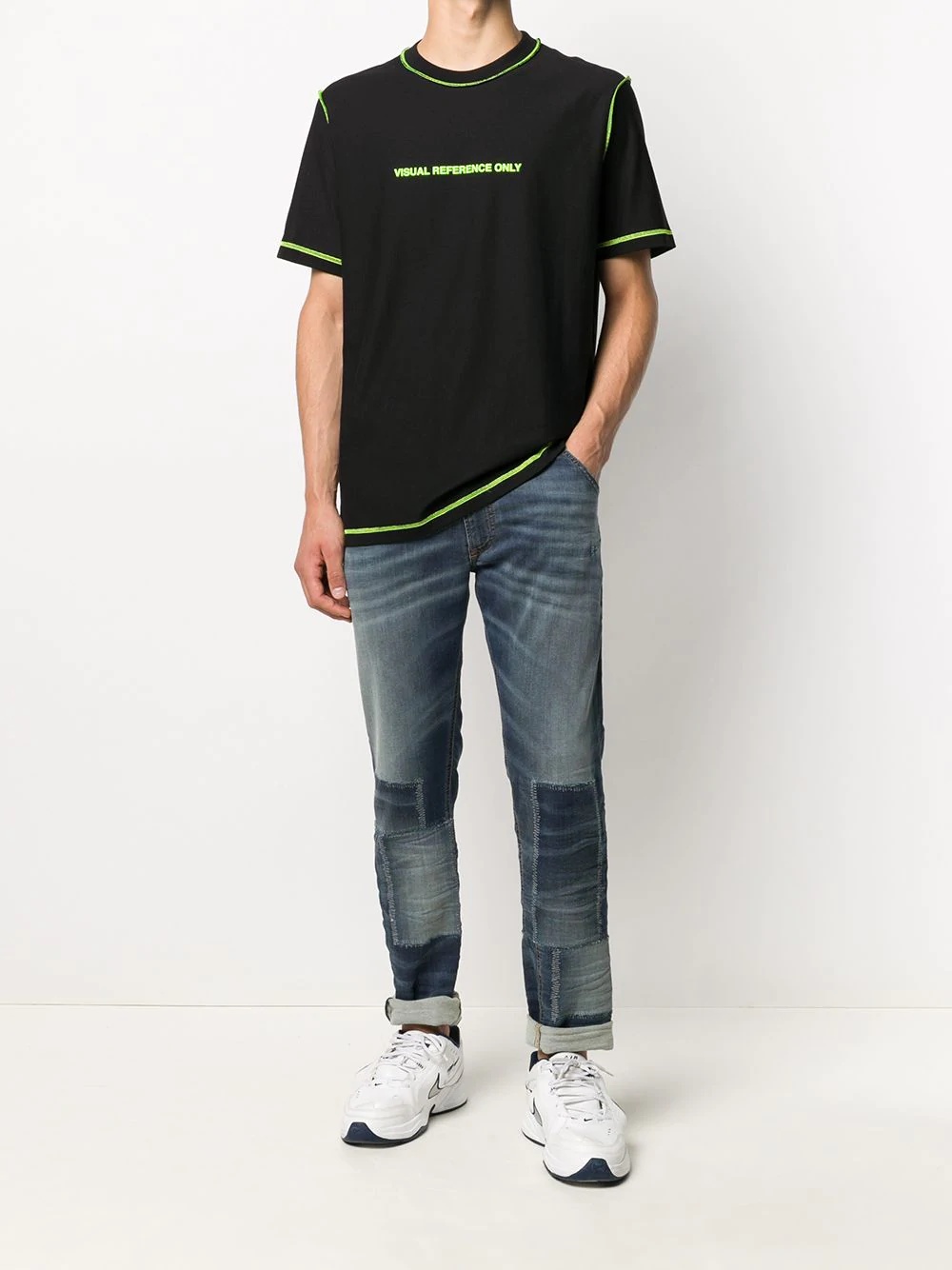 cotnrast stitch reversible T-shirt - 2