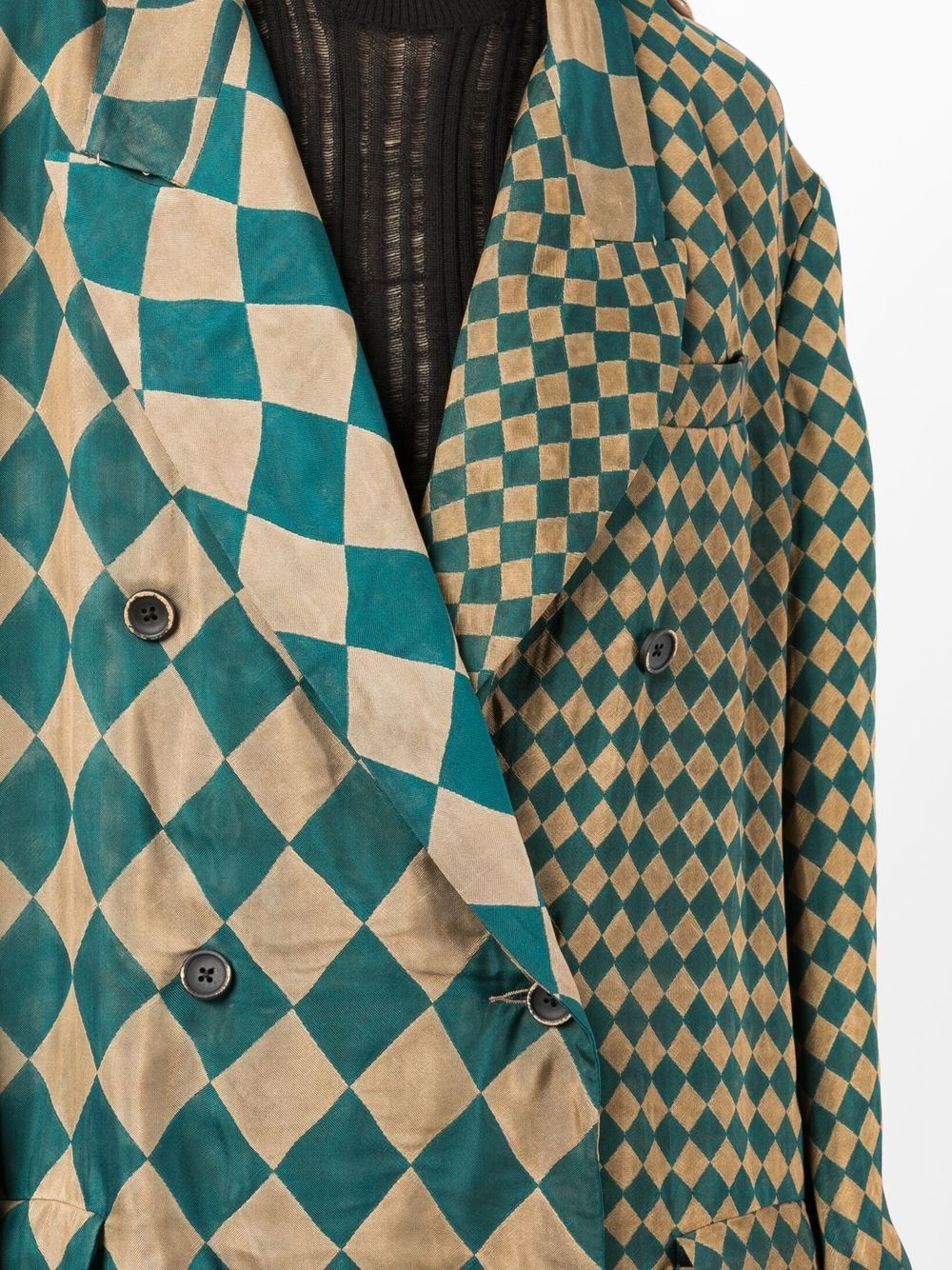 check-pattern double-breasted jacket - 9