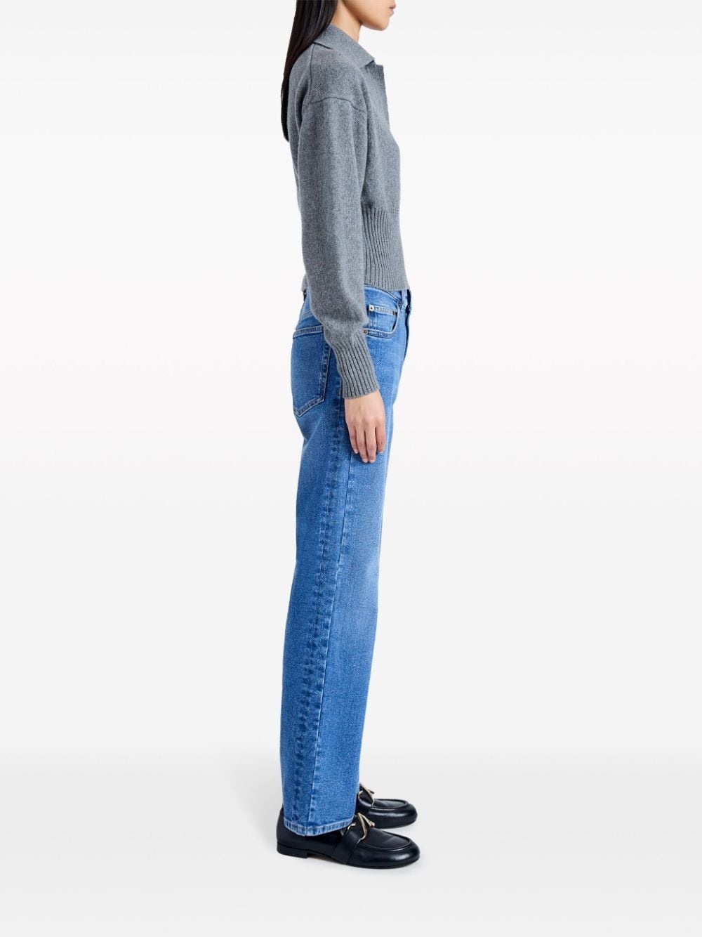 Jeanne split-neck ribbed-knit jumper - 3