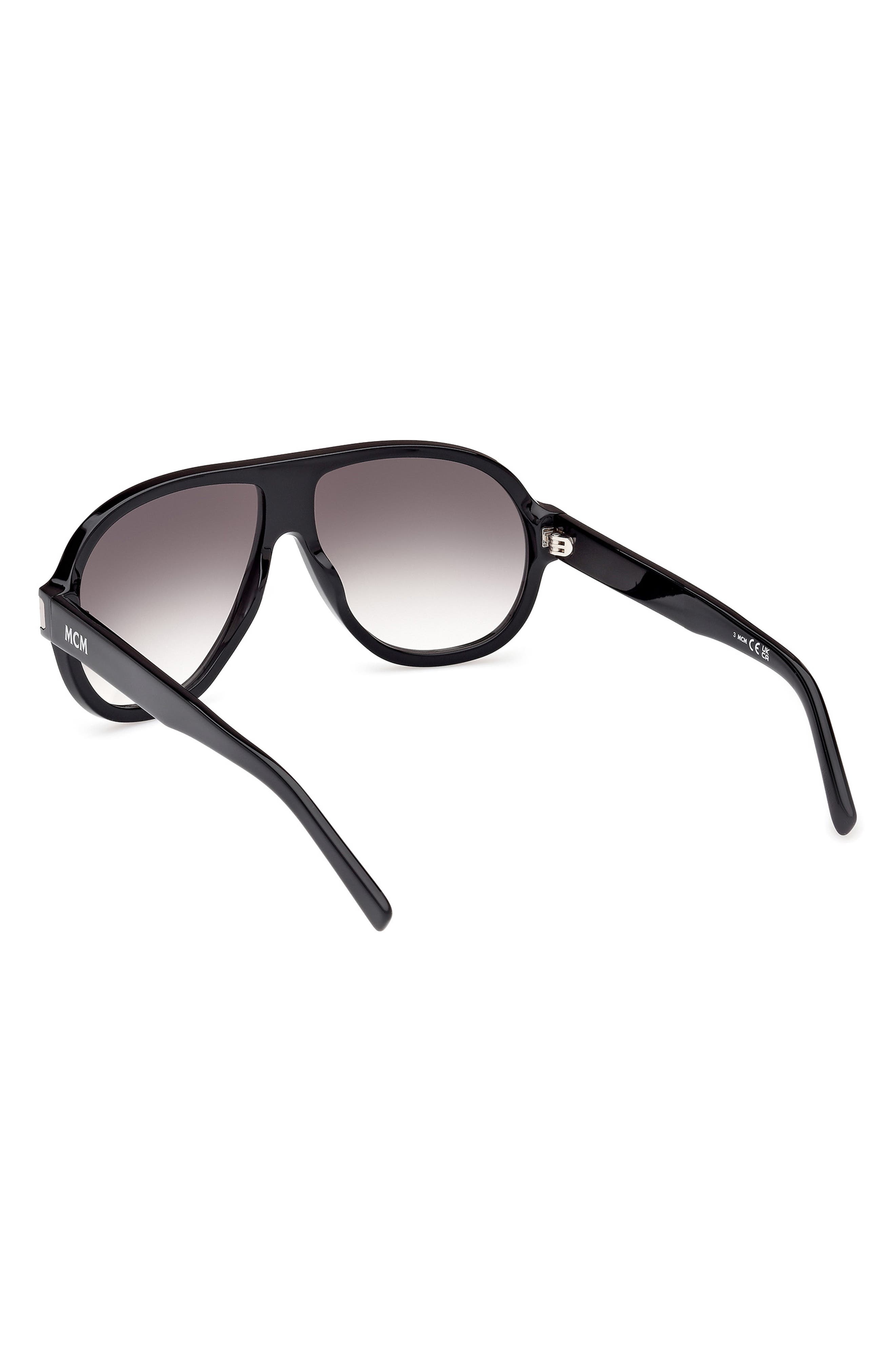 MCM 59mm Pilot Sunglasses in Shiny Black /Gradient Smoke at Nordstrom - 7