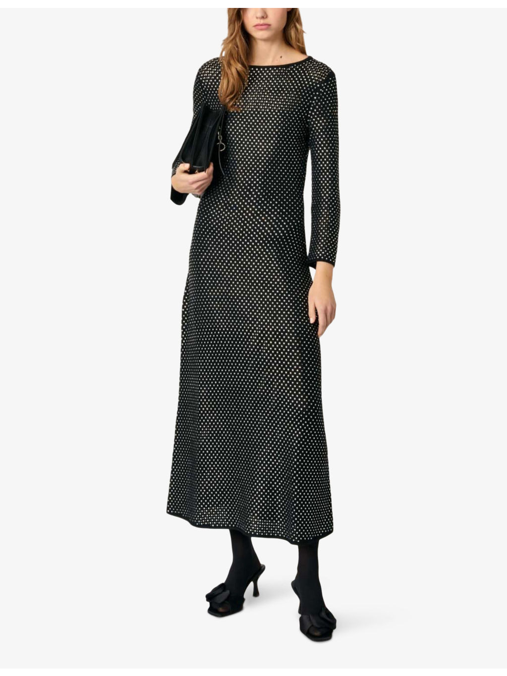 Crystal-embellished long-sleeve stretch-knit midi dress - 2