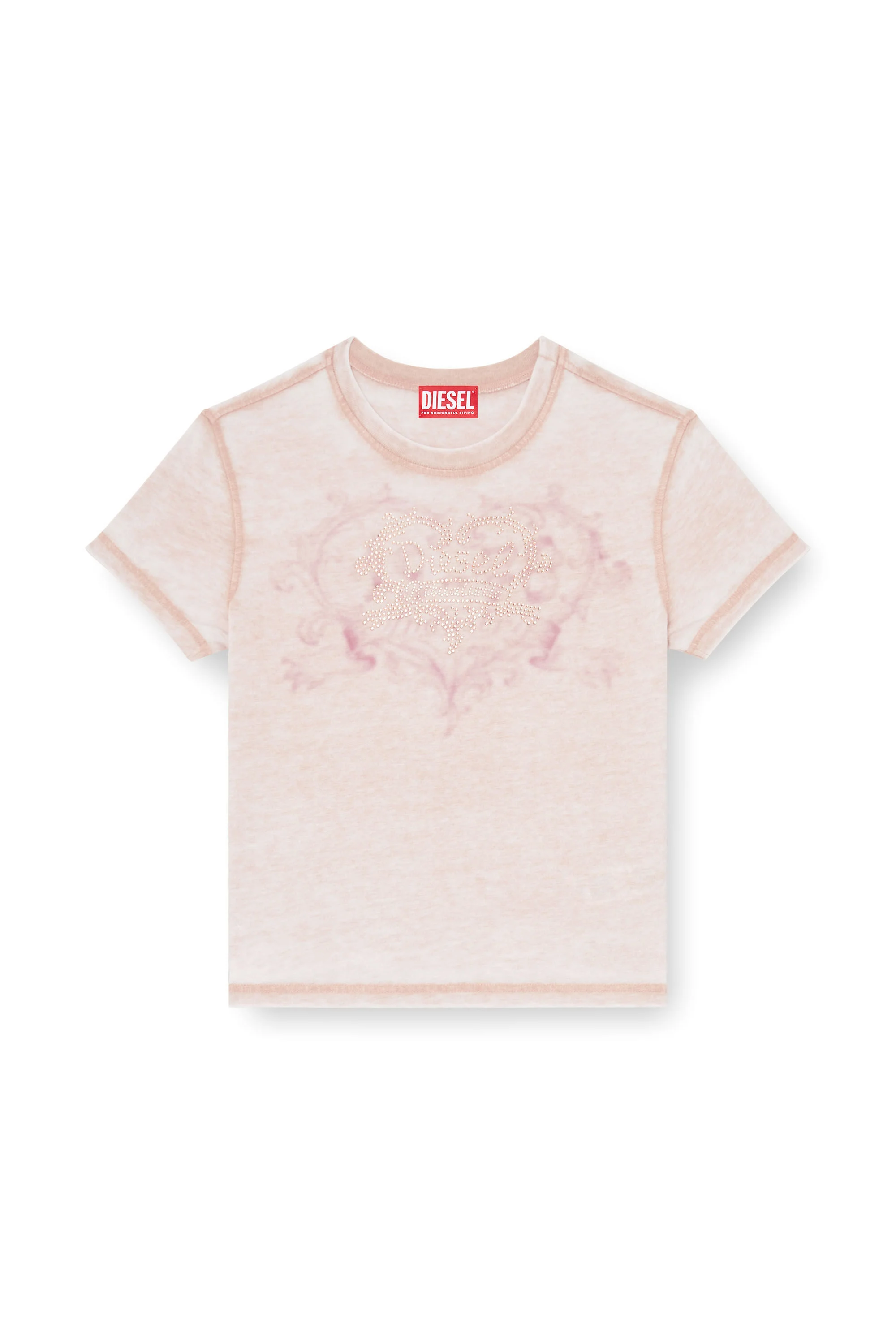 JERSEY T-SHIRT WITH RHINESTONES AND BURNOUT EFFECT - 1