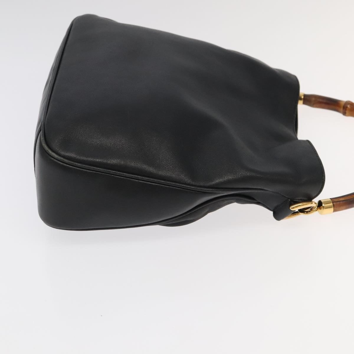 GUCCI Bamboo Hand Bag Leather Black Gold - 3