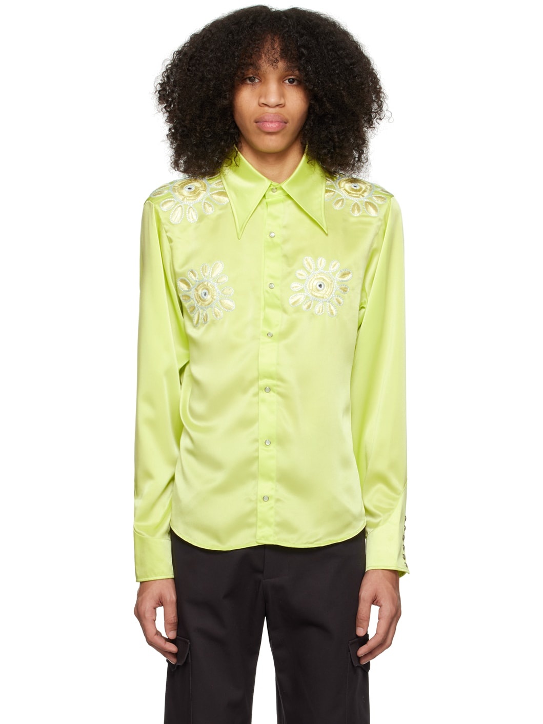 Green Embroidered Shirt - 1