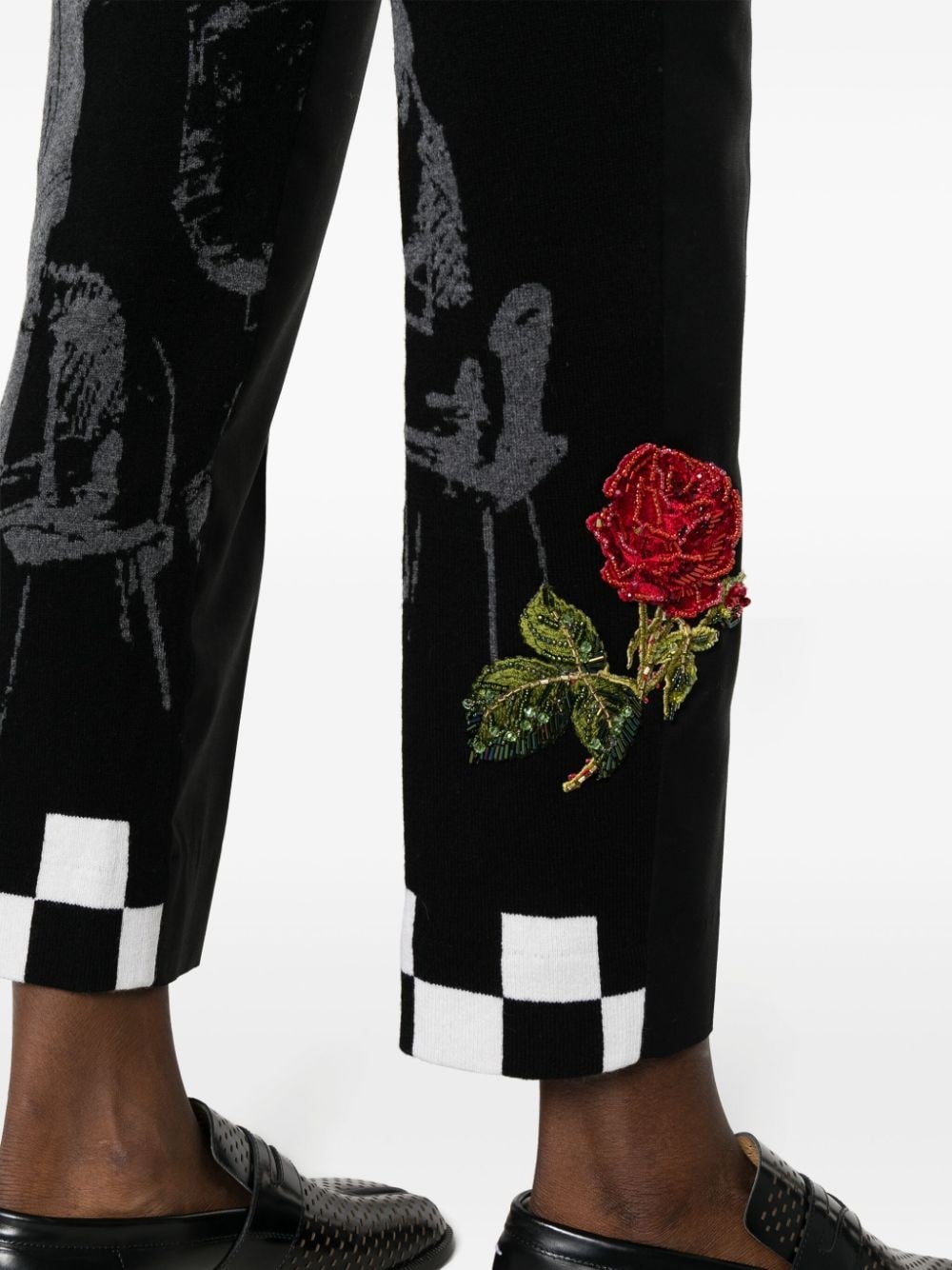 embroidered mid-rise trousers - 5