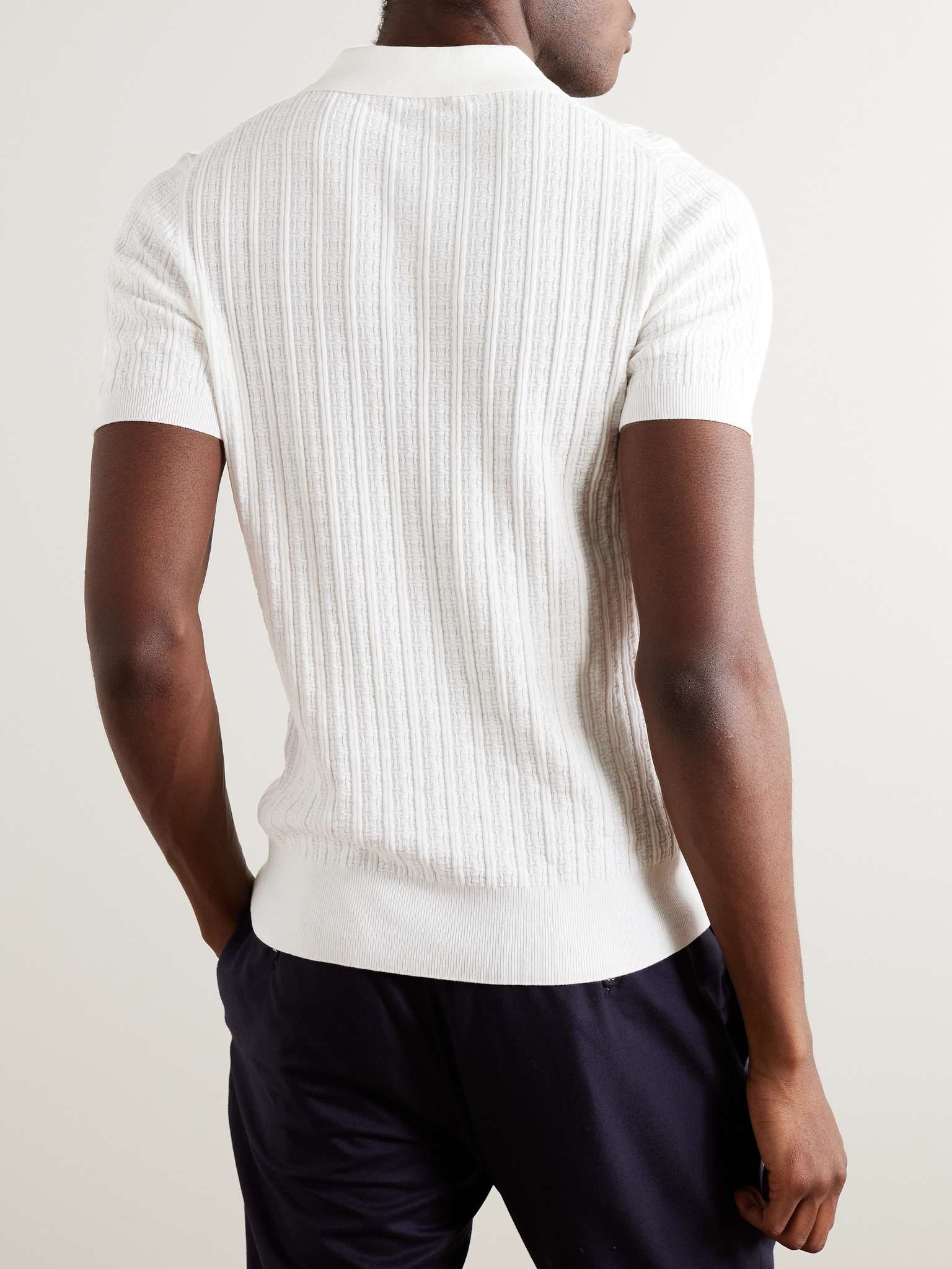 Textured-Knit Cotton Polo Shirt - 4