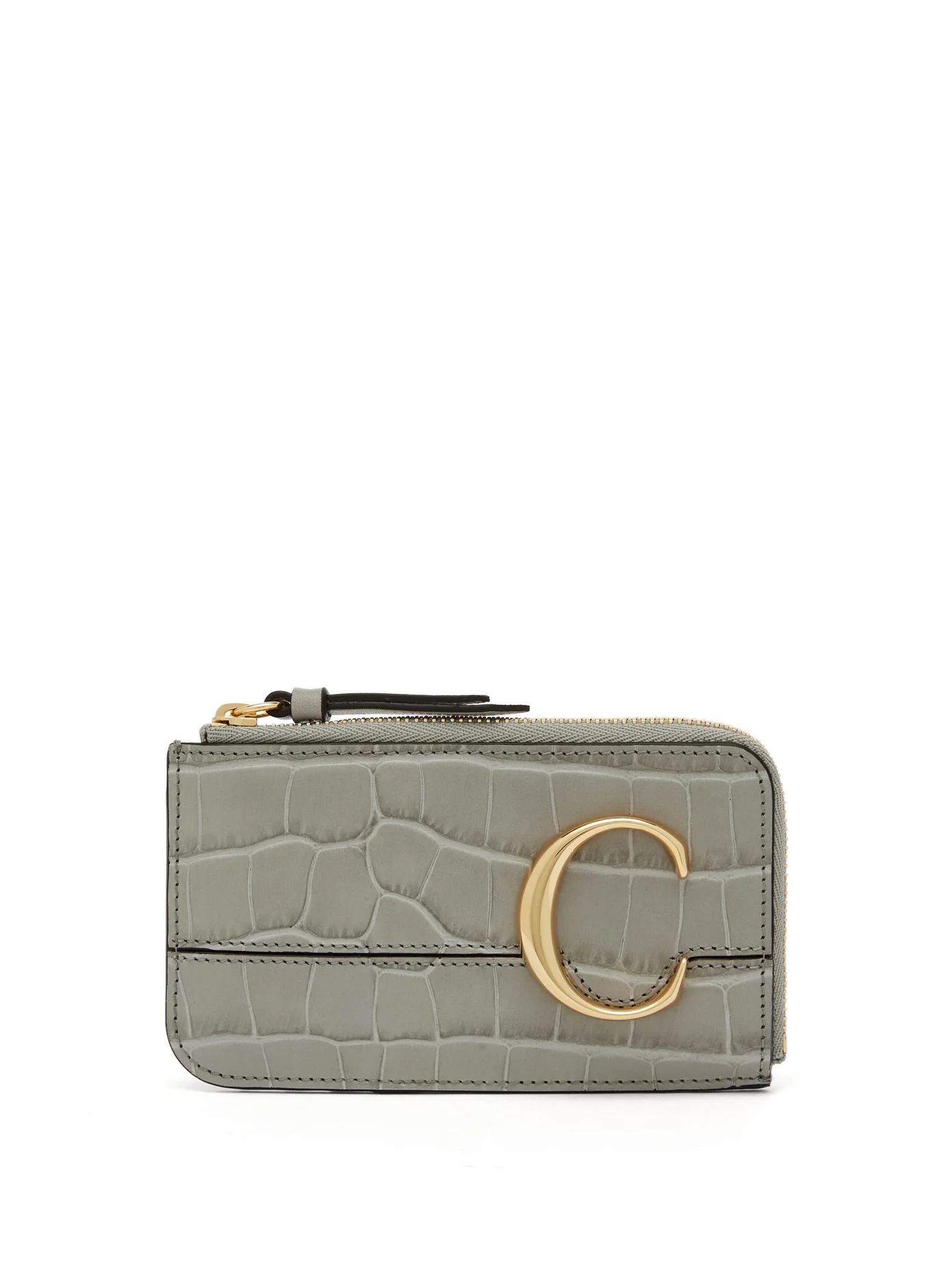 The C logo crocodile-effect leather cardholder - 1