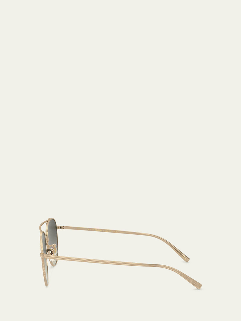 Oliver Peoples Men's Double-Bridge Metal Aviator Sunglasses outlook