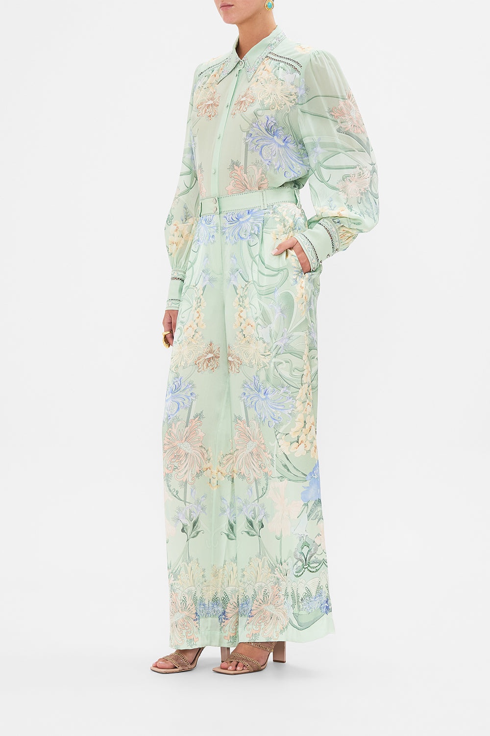 WIDE LEG WAISTED PANT - 4
