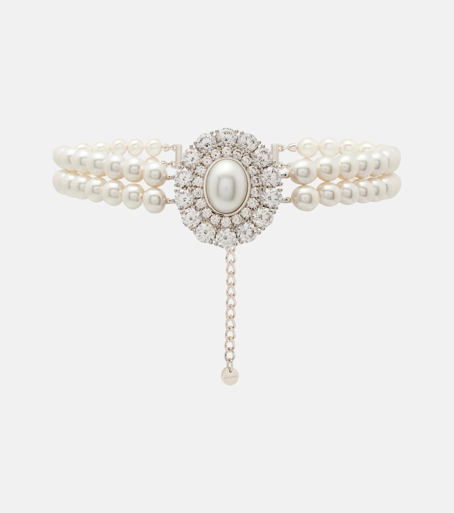 Crystal-embellished faux pearl choker - 1