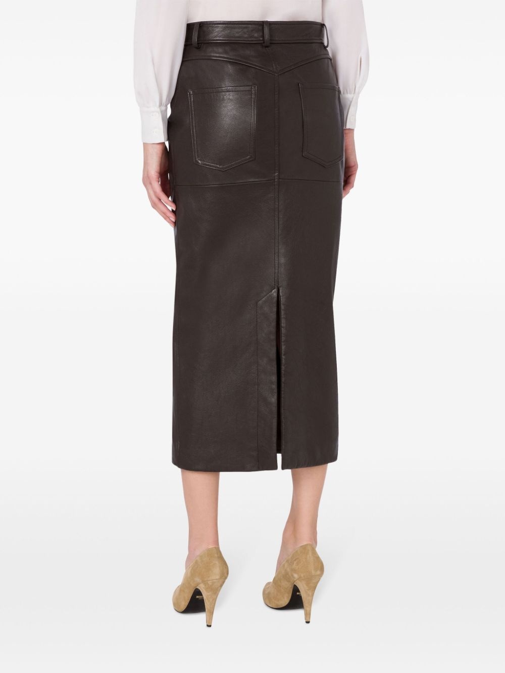 pencil leather midi skirt - 3