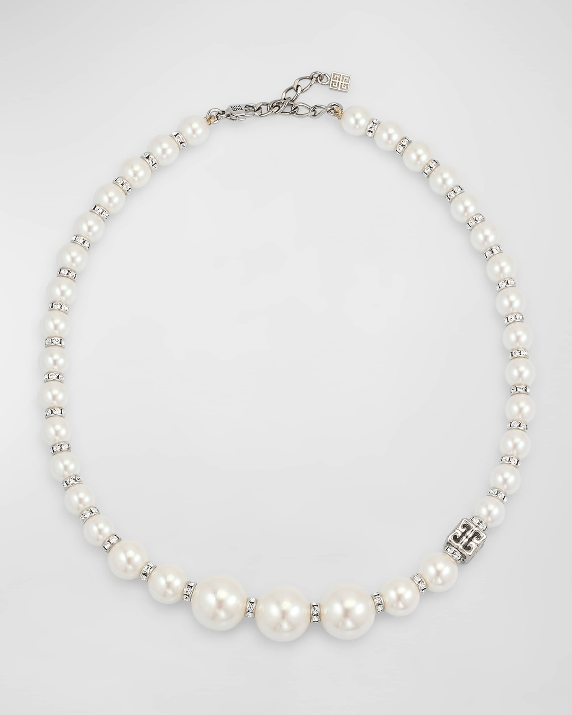 Pearlescent and Crystal Degrade Short Necklace - 1
