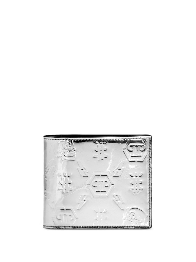monogram-embossed metallic wallet 1