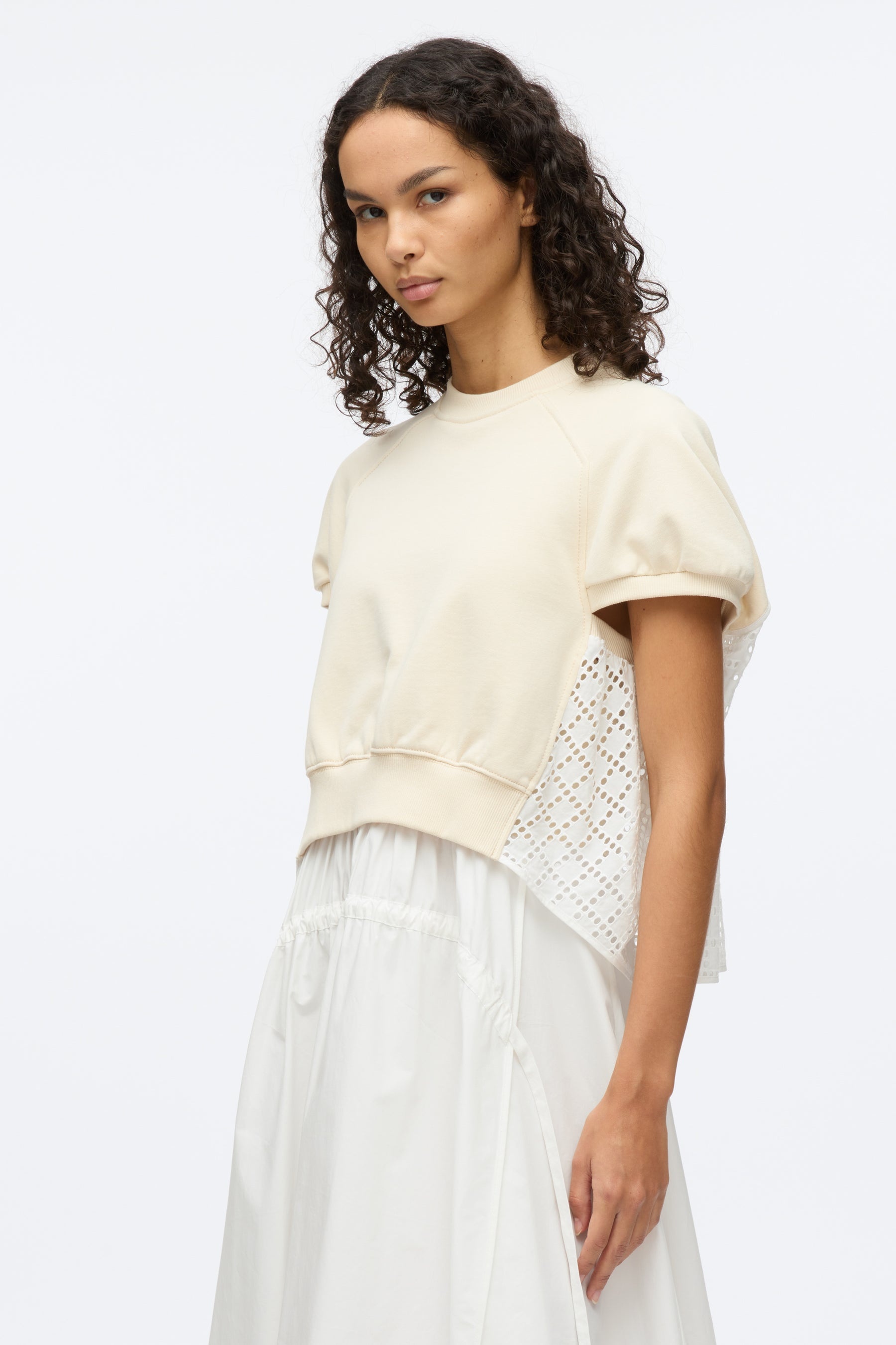 French Terry Dress with Broderie Anglaise - 5