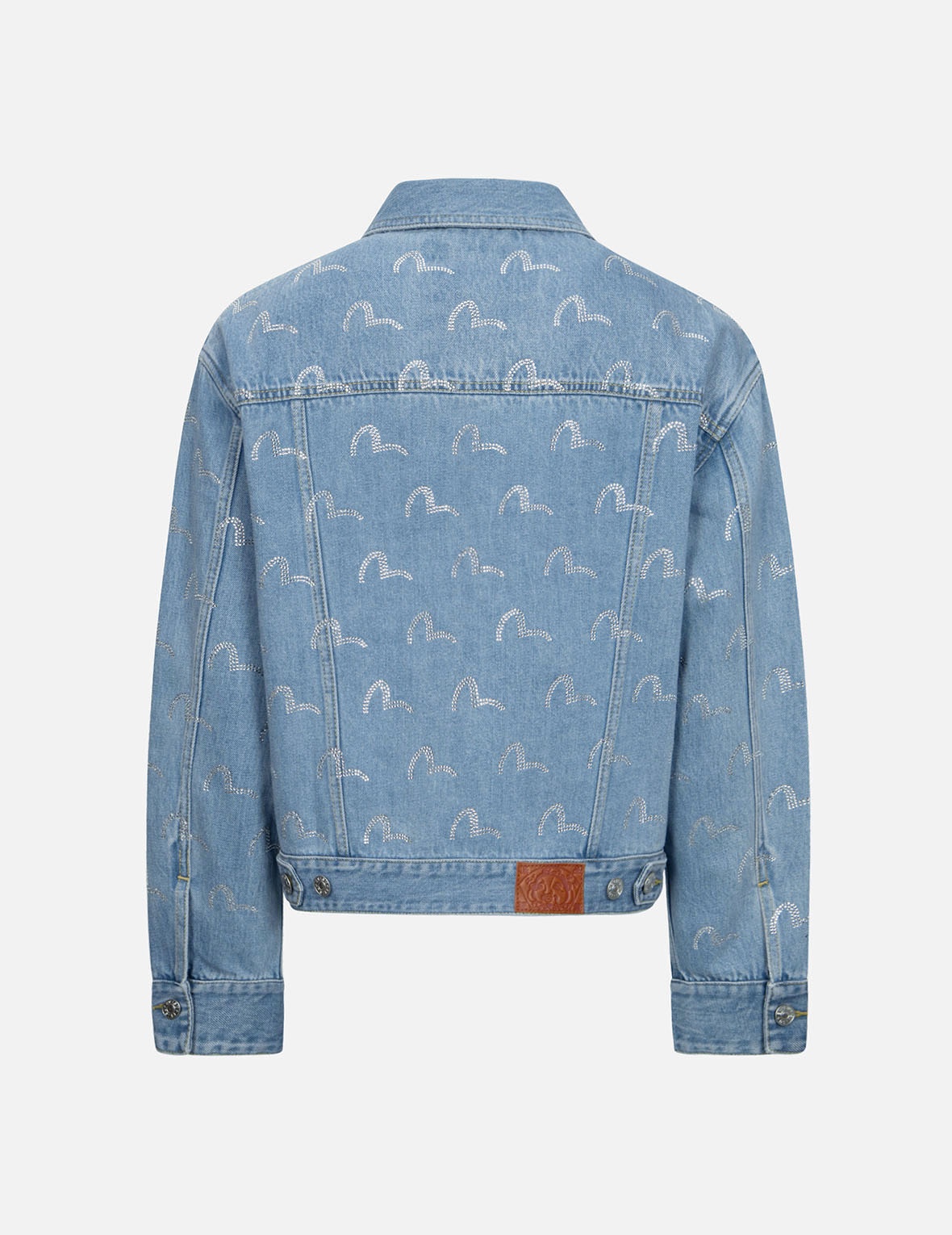 ALLOVER RHINESTONE SEAGULL LOOSE FIT DENIM JACKET - 2