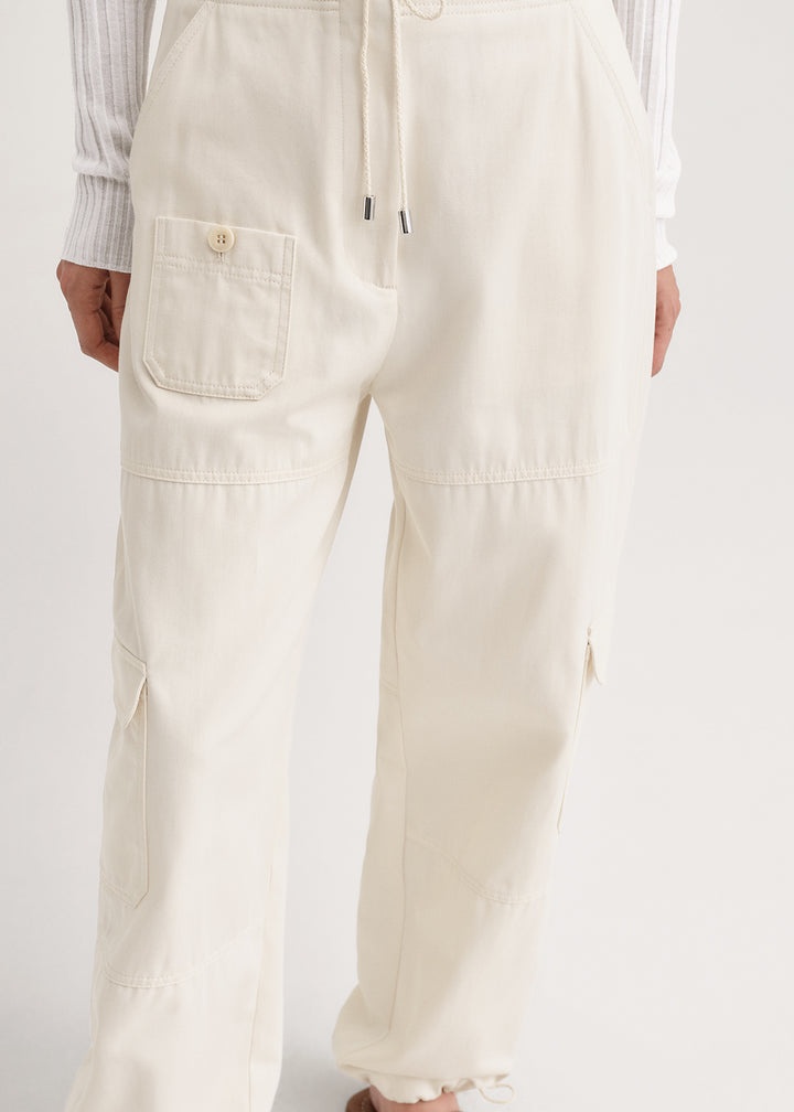 Cotton cargo trousers ecru - 5