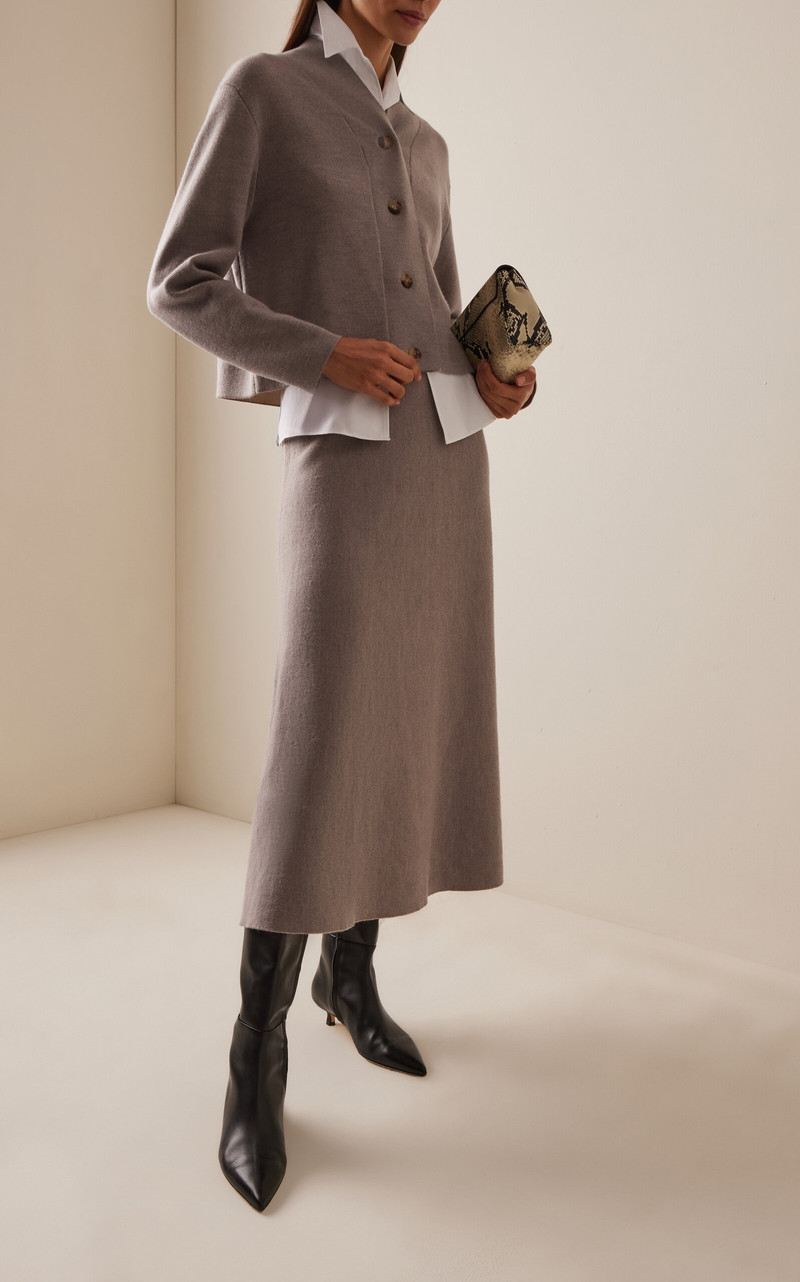 RACHEL COMEY Gershwin Merino Wool Skirt taupe outlook