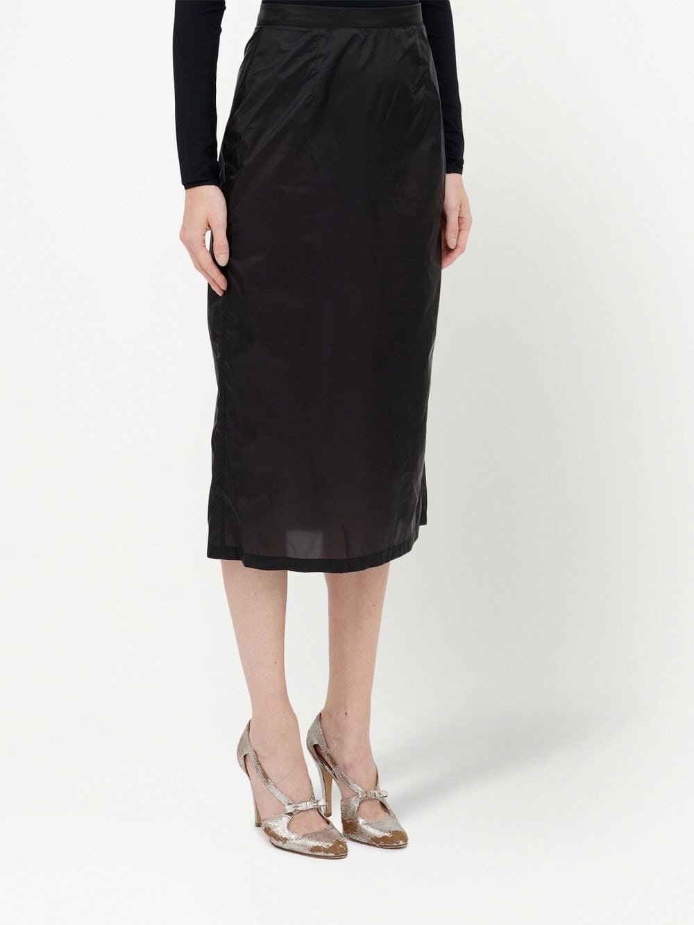 high-waisted chiffon straight skirt - 3