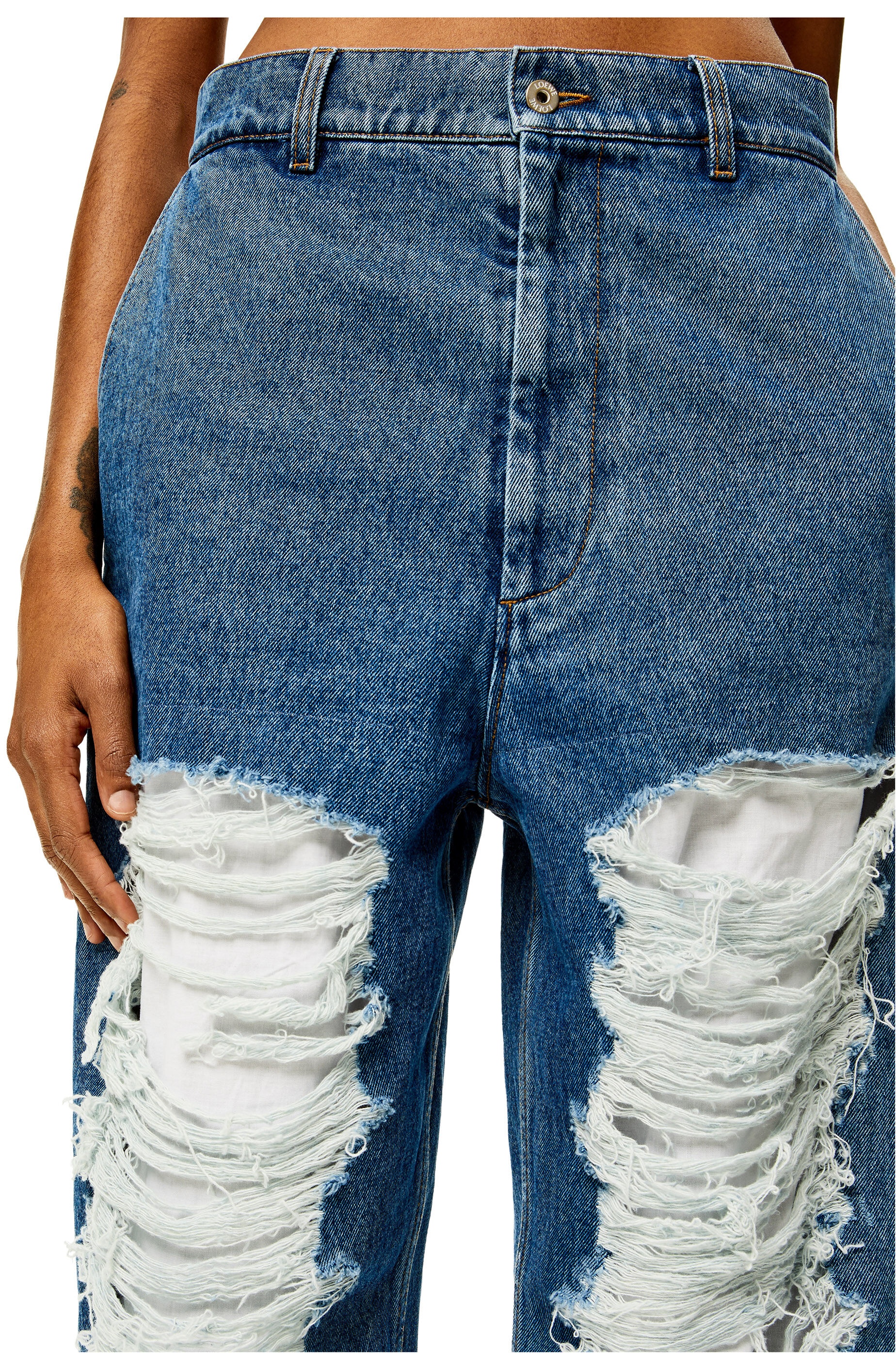 Ripped baggy jeans in denim - 5