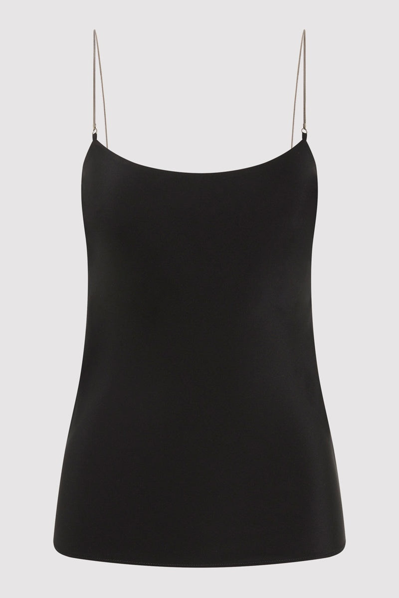 Fine Chain Silk Cami - Black - 1