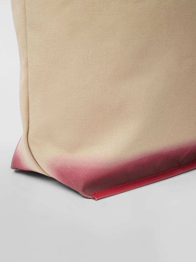 NORTH-SOUTH COTTON CANVAS SHOPPING BAG WITH OUTLINE BORDEAUX SPRAYED MOTIF - 4