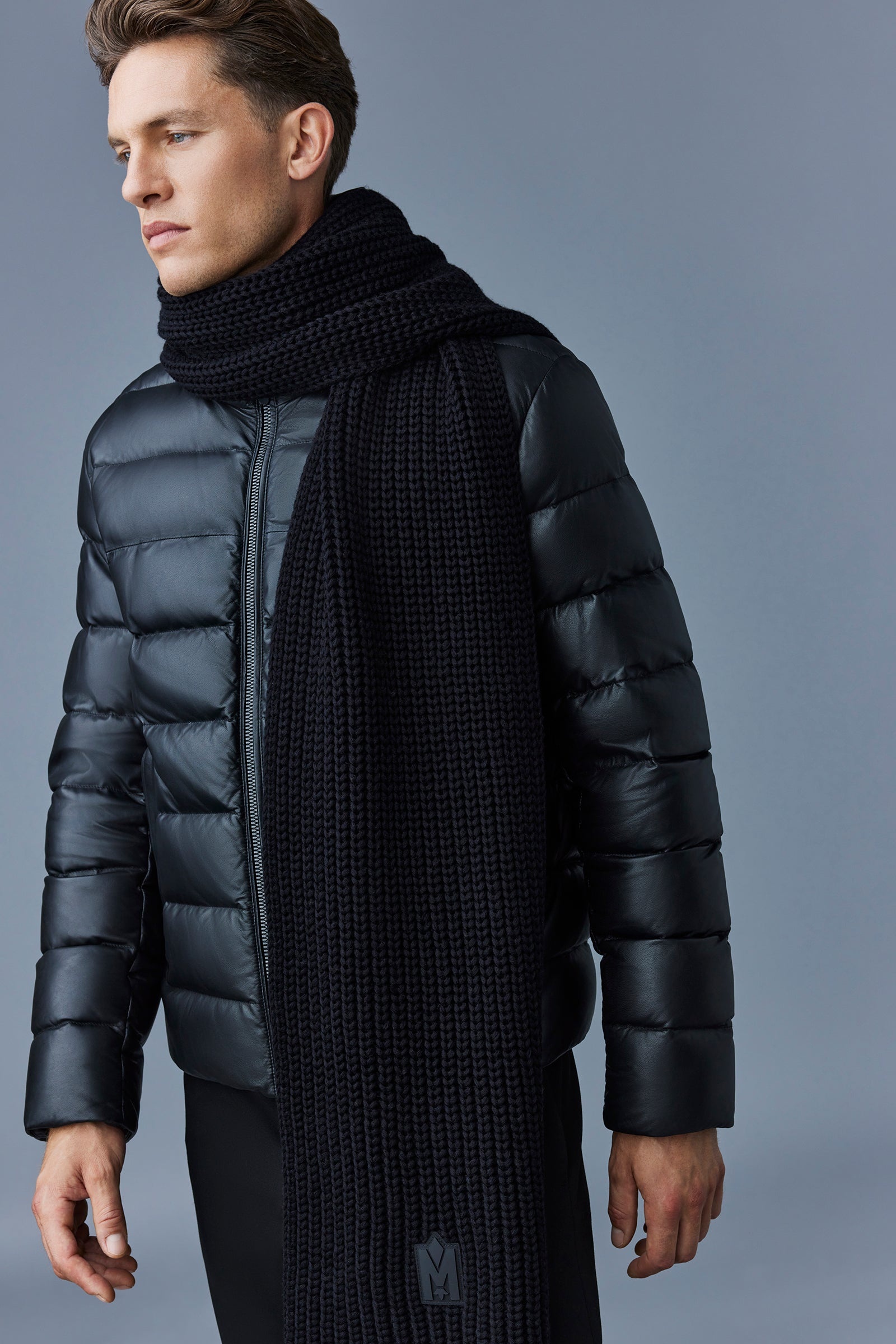 RYAN Leather down jacket with stand collar - 5