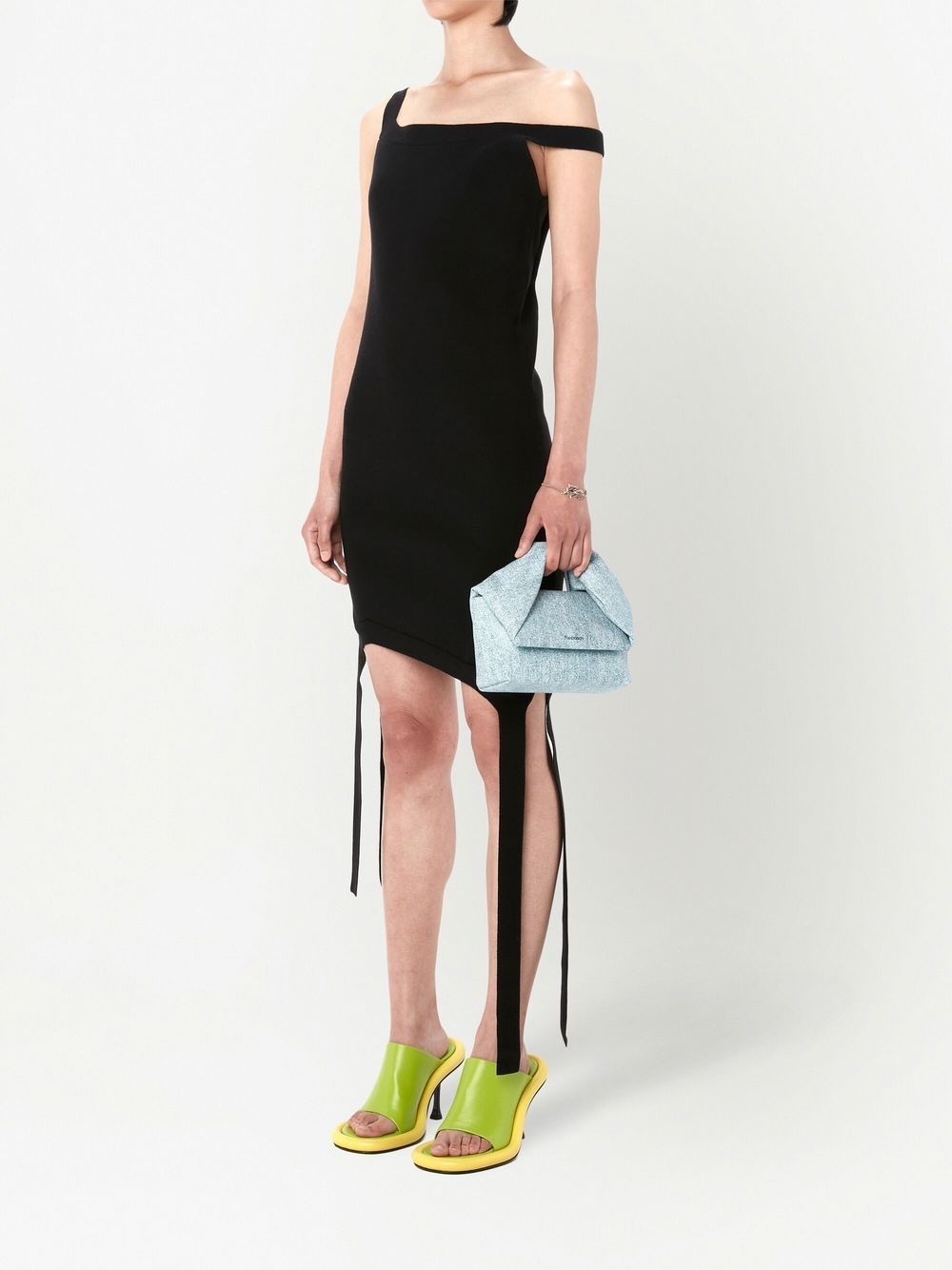 fine-knit asymmetric mini dress - 3