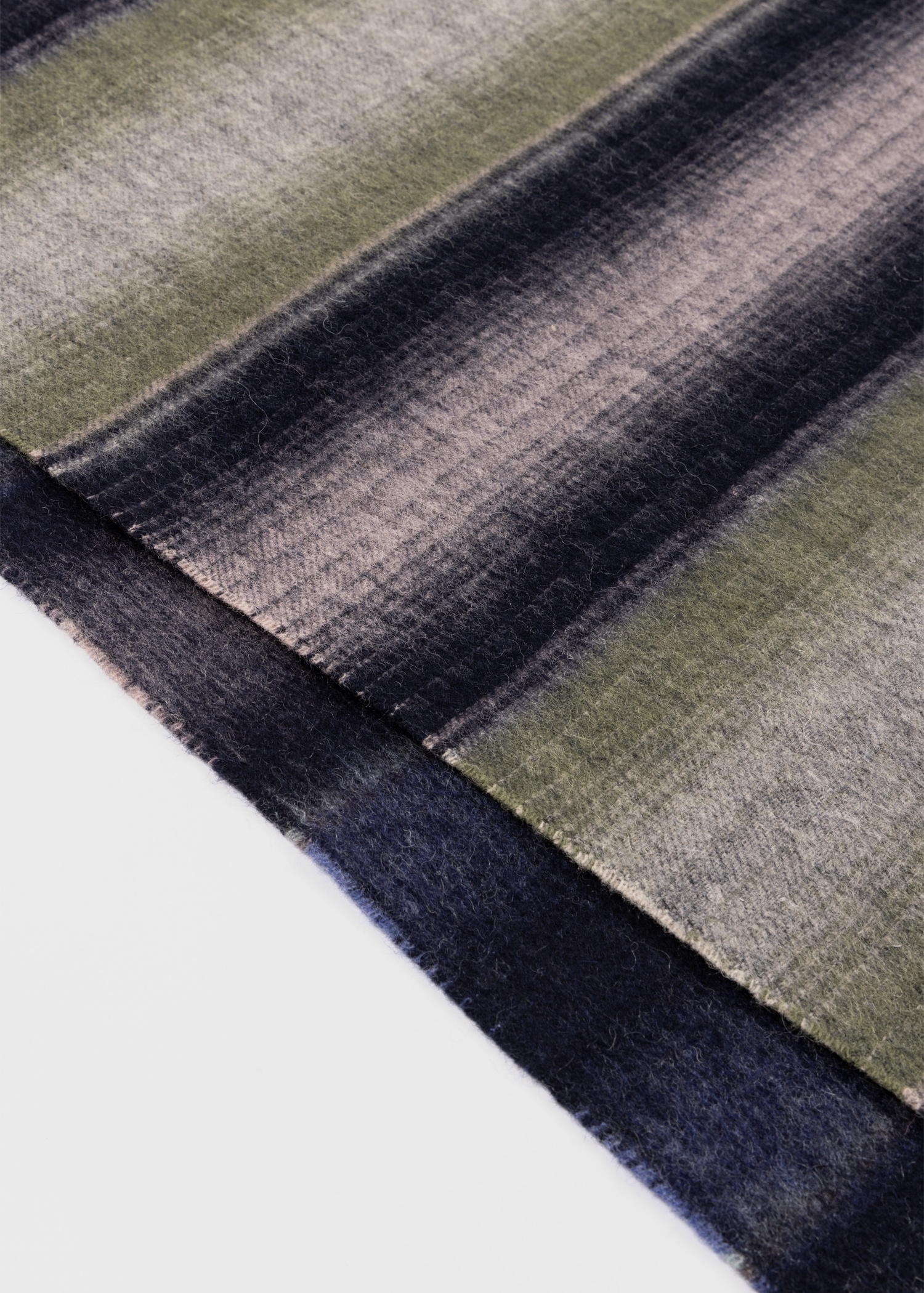 Navy Artist Stripe Edge Wool-Cashmere Blanket - 5