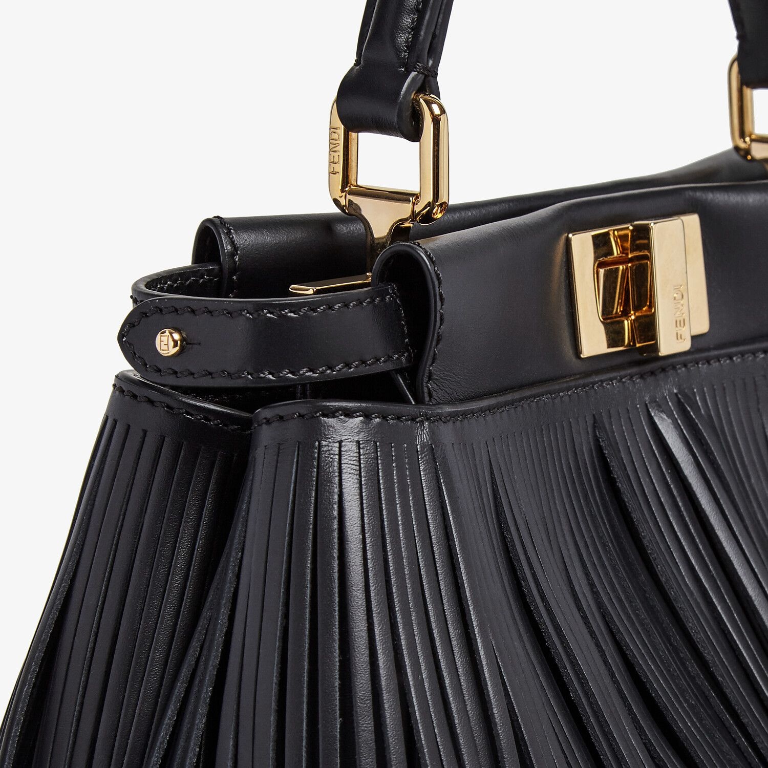 Black leather bag with fringes - 6