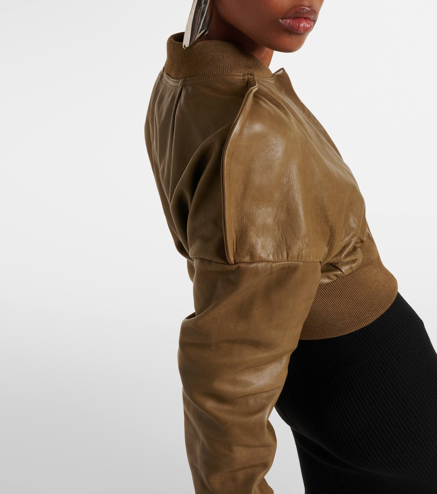 Flight cropped leather bomber jacket - 5