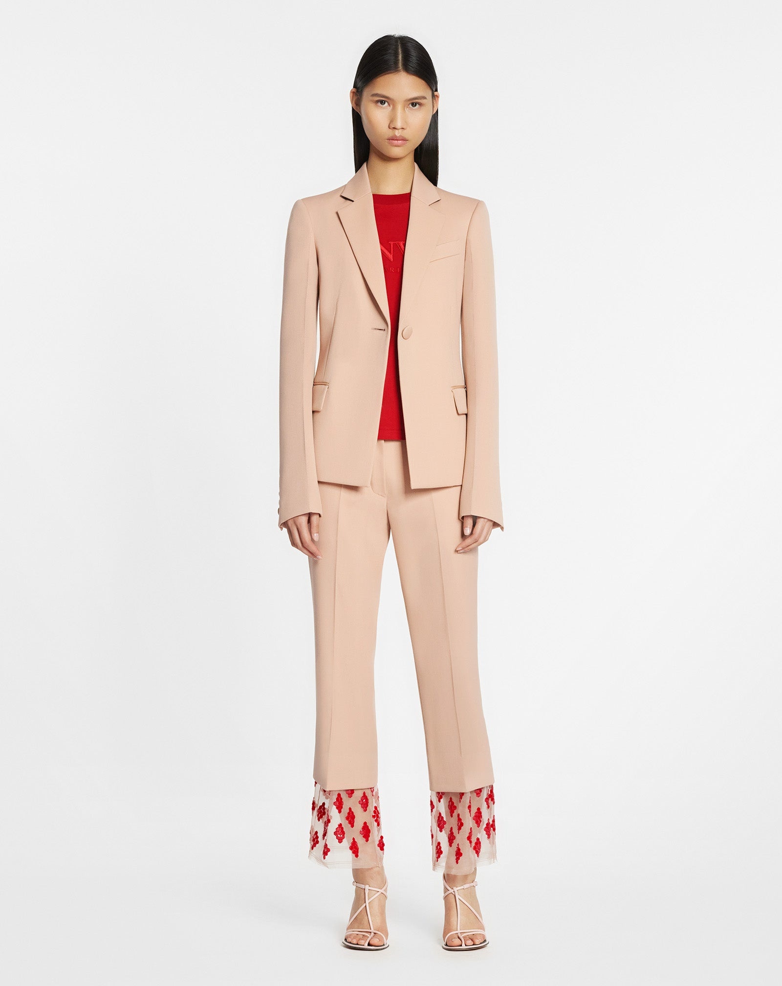 FLARED PANTS WITH EMBROIDERED SILK ORGANZA HEM - 2